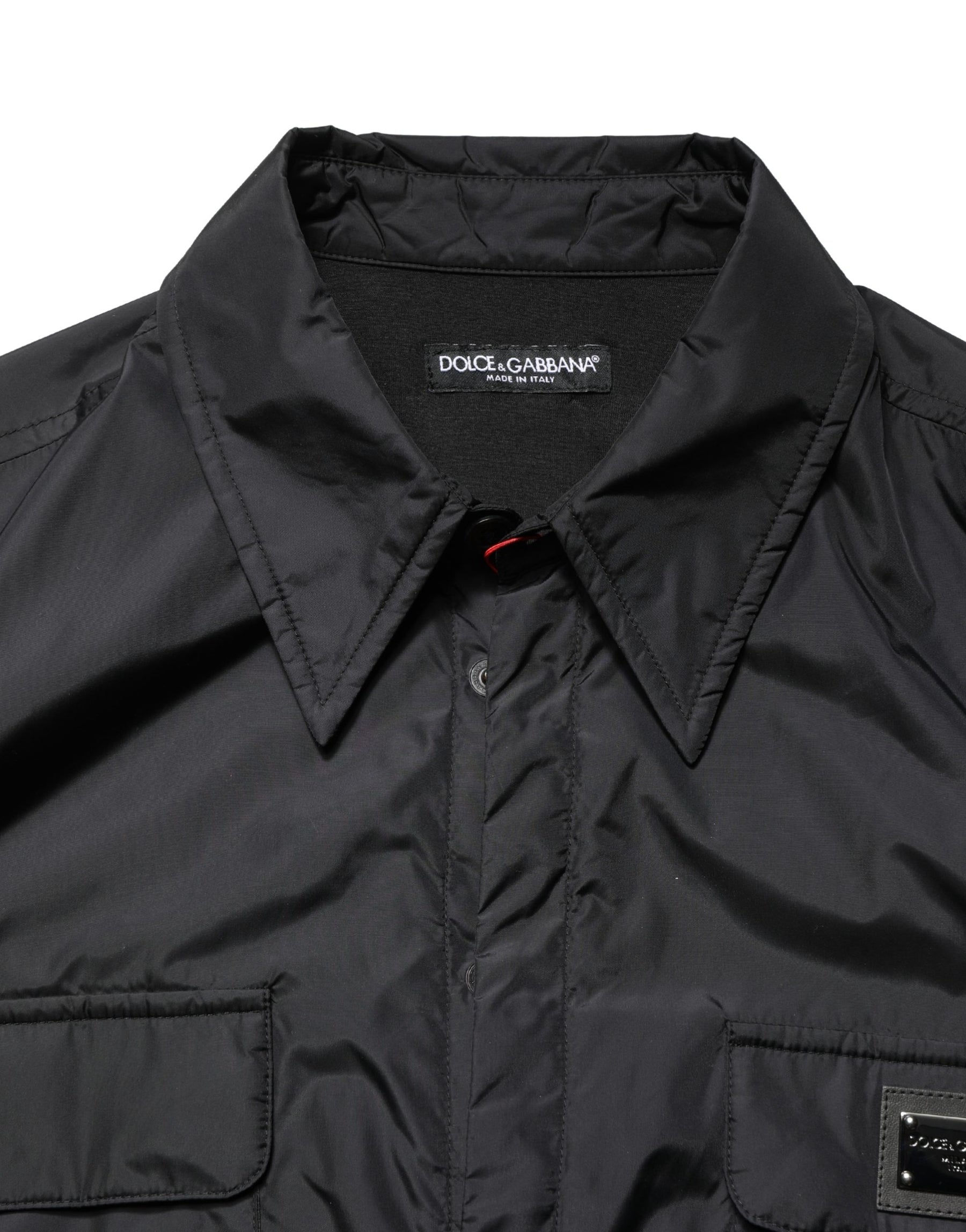 Dolce & Gabbana Black Logo Plaque Long Sleeves Shirt Jacket | Regal Royce