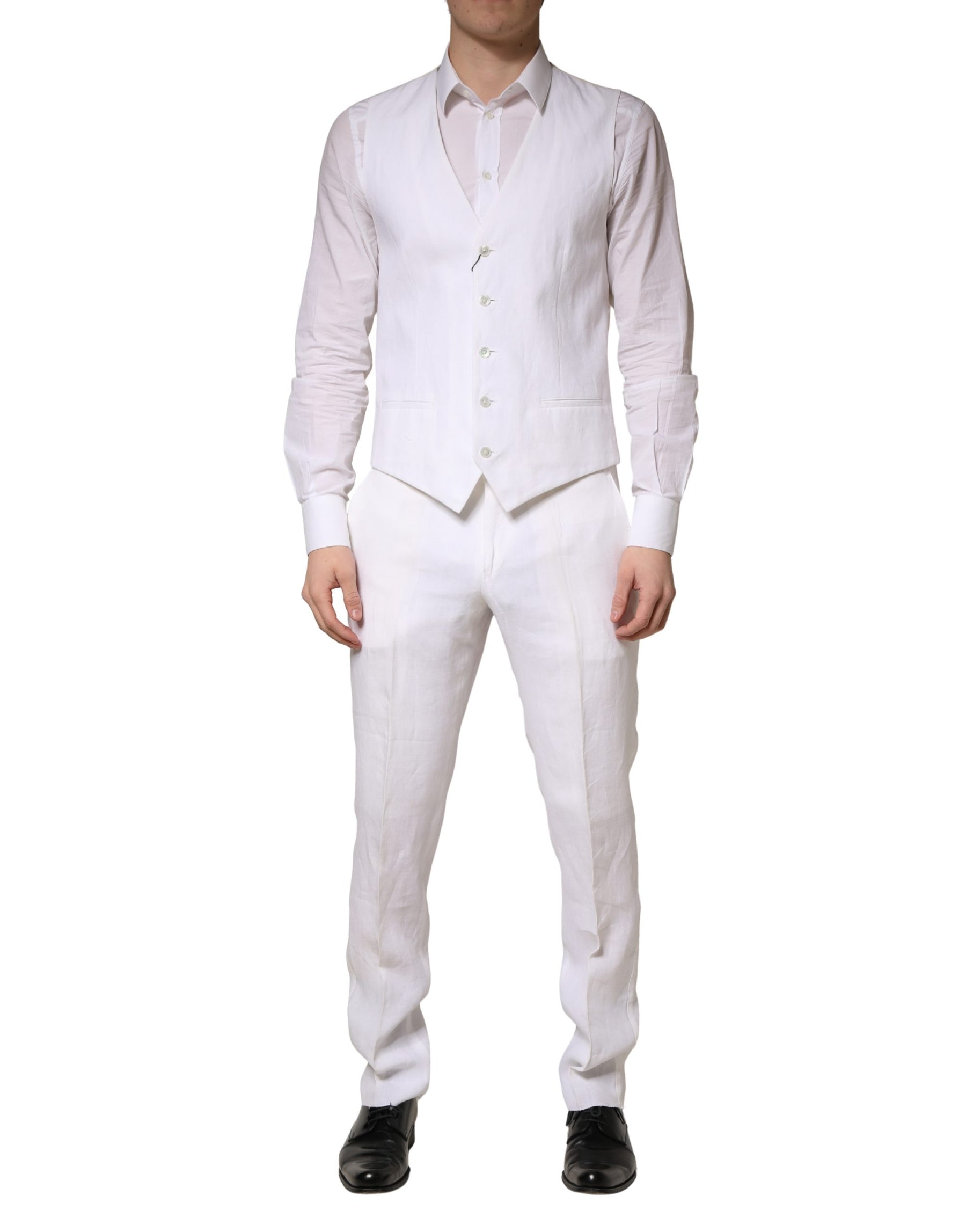 Dolce & Gabbana White SARTORIA Linen 2 Piece Men Formal Suit | Regal Royce