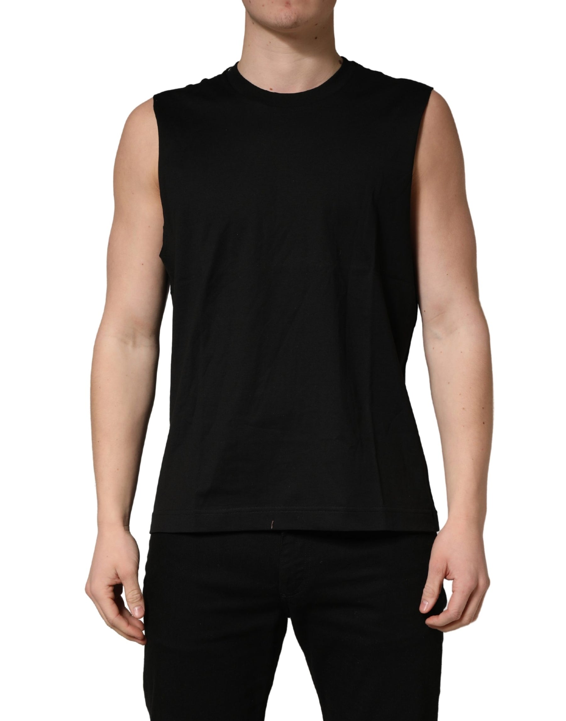 Dolce & Gabbana Black Crew Neck Sleeveless Tank Top T-shirt | Regal Royce