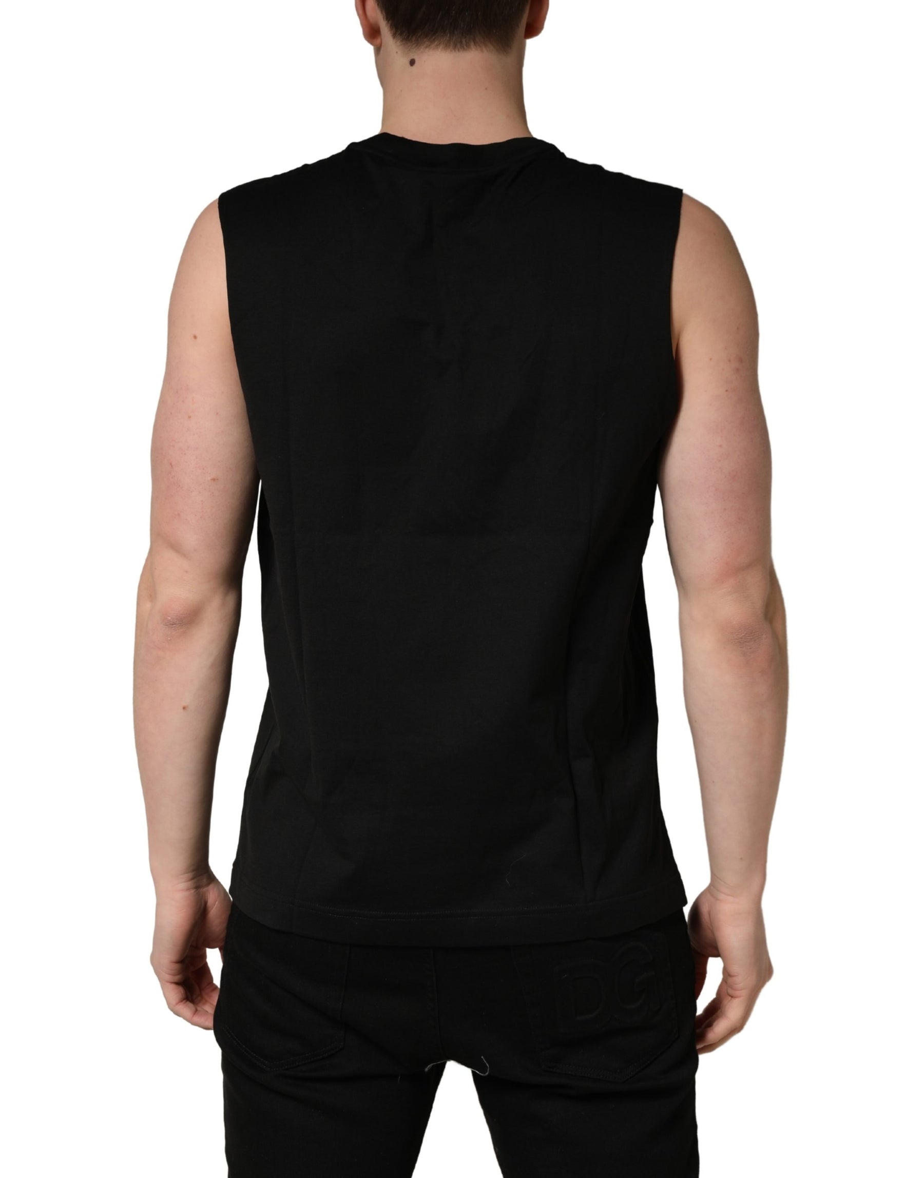 Dolce & Gabbana Black Crew Neck Sleeveless Tank Top T-shirt | Regal Royce