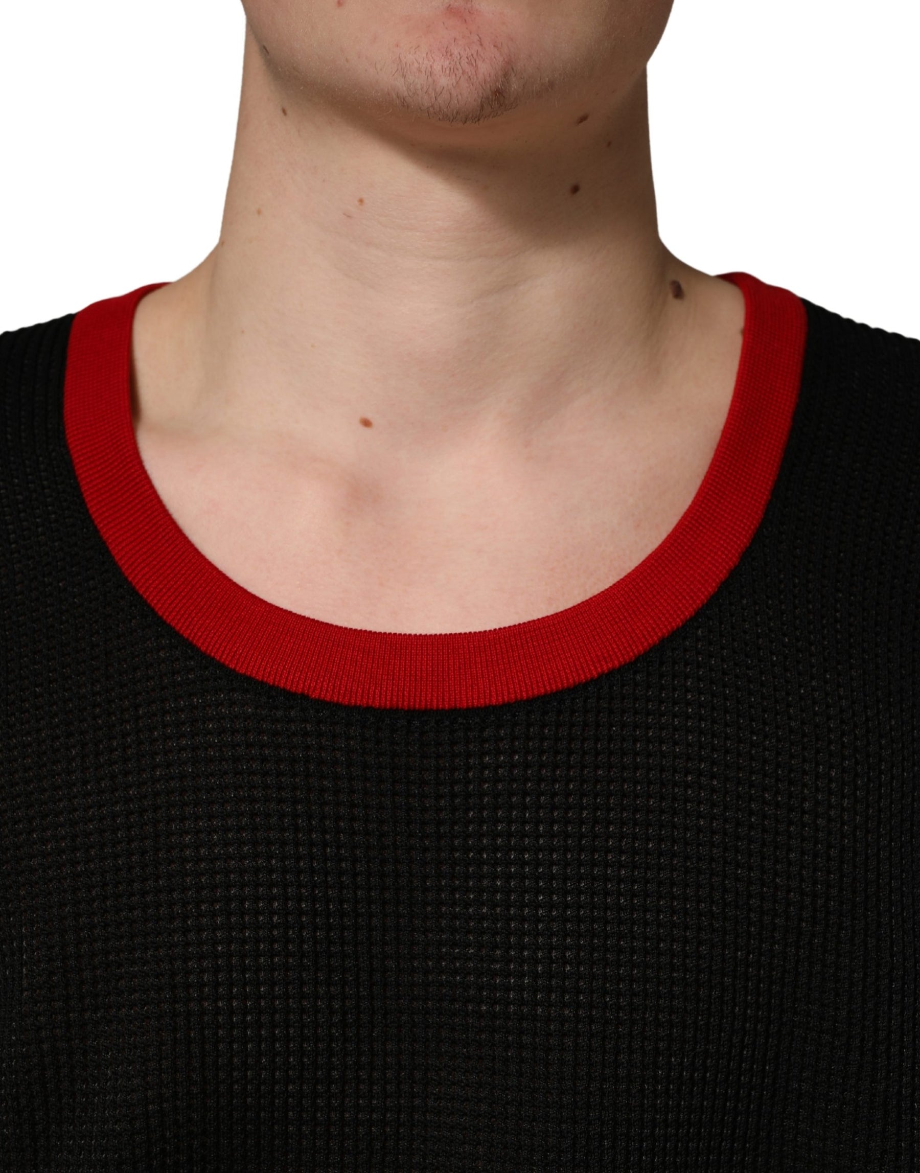 Dolce & Gabbana Black Crew Neck Sleeveless Men Knit Vest T-shirt | Regal Royce