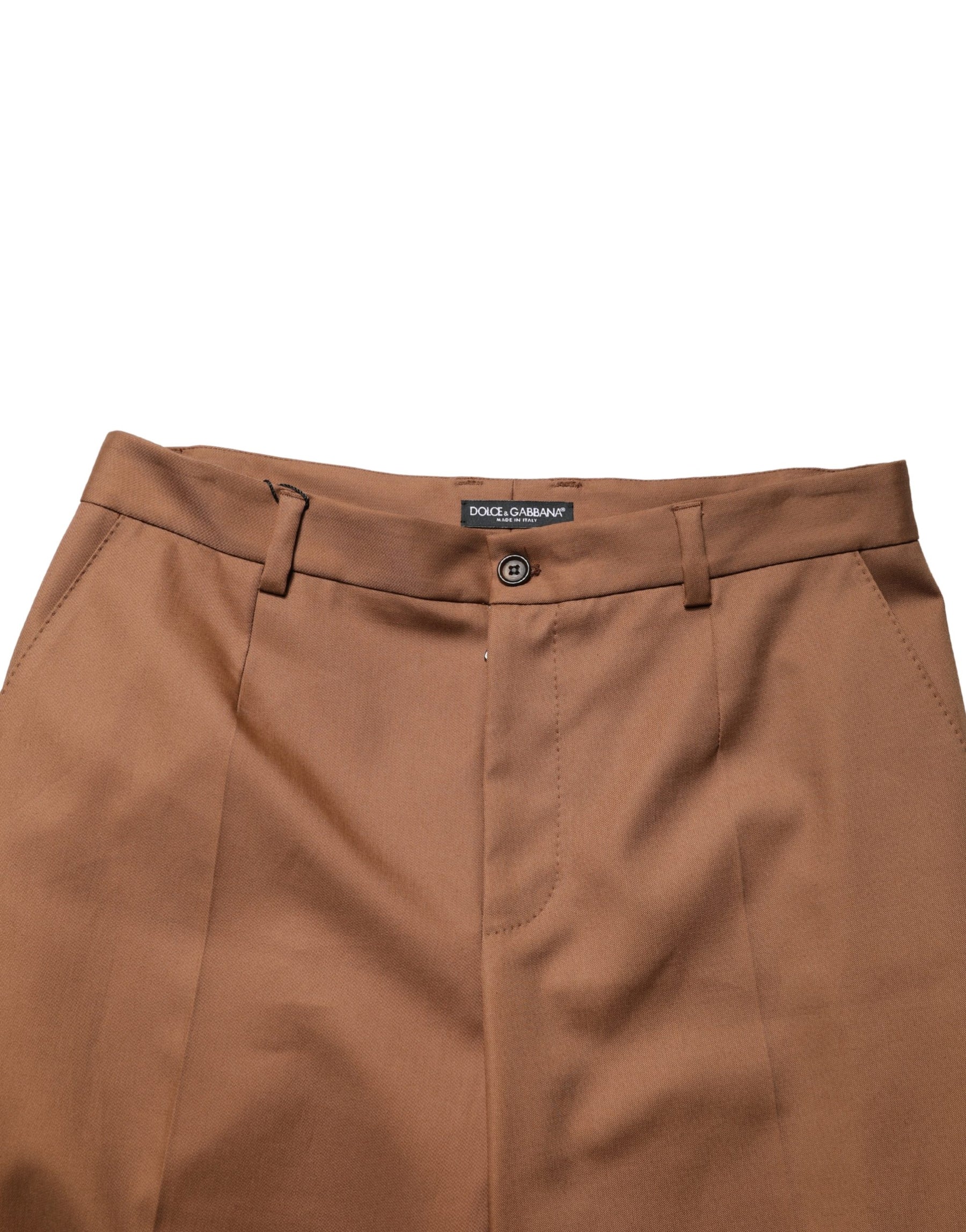 Dolce & Gabbana Brown Cotton Straight Men Dress Trouser Pants | Regal Royce