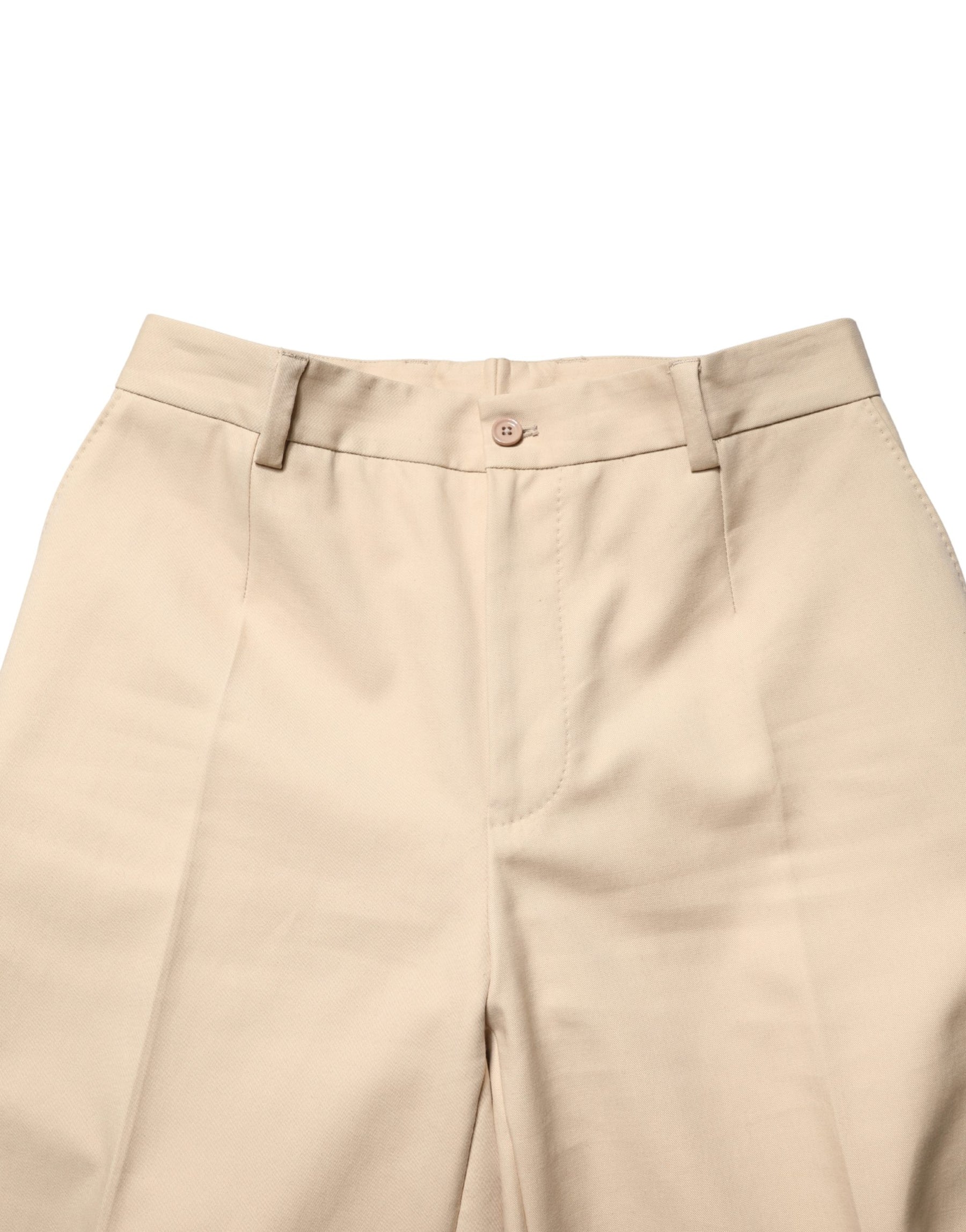 Dolce & Gabbana Beige Cotton Straight Men Dress Trouser Pants | Regal Royce