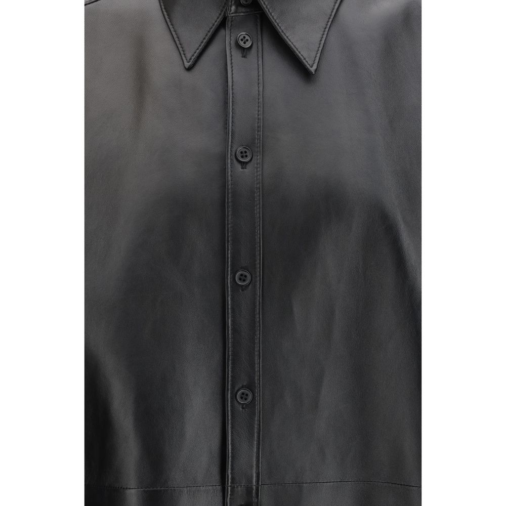 Dolce & Gabbana Black Leather Dress Shirt | Regal Royce