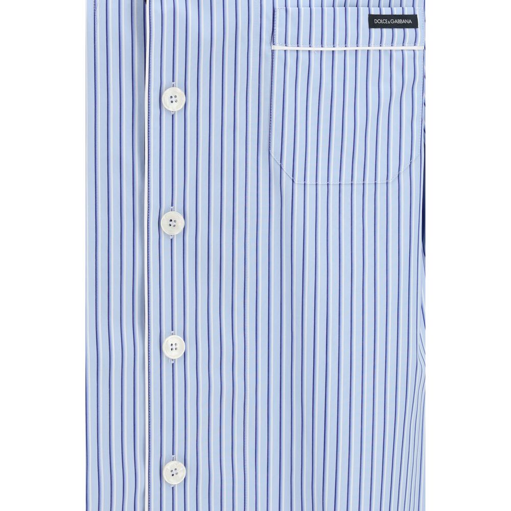 Dolce & Gabbana Blue Cotton Shortsleeve Shirt | Regal Royce