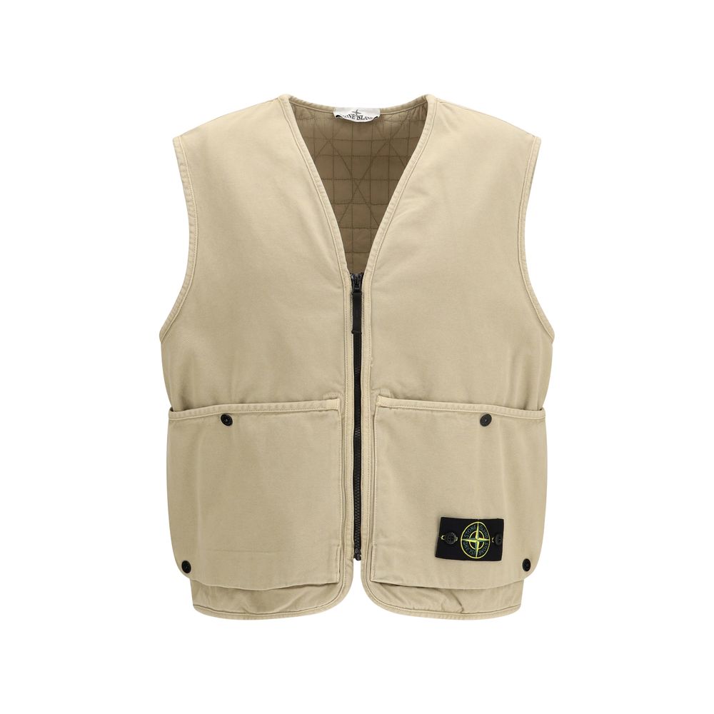 Stone Island Beige Cotton Sleveless Jacket | Regal Royce