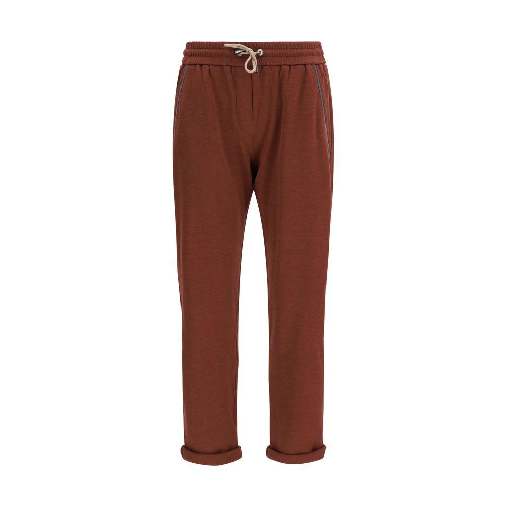Brunello Cucinelli Bordeaux Cotton Casual Pants | Regal Royce