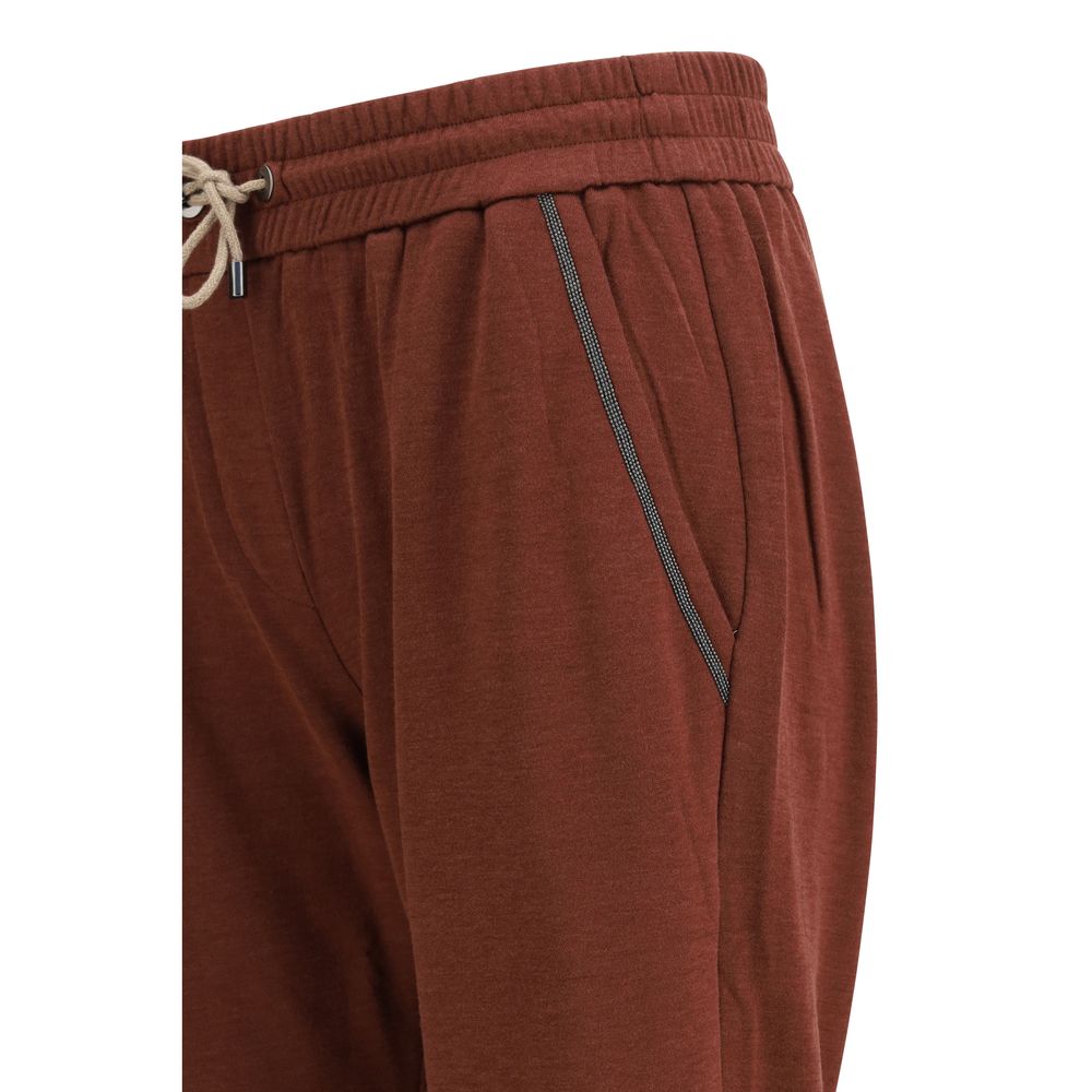 Brunello Cucinelli Bordeaux Cotton Casual Pants | Regal Royce