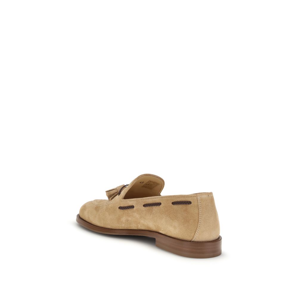 Brunello Cucinelli Brown Calf Leather Bos Taurus Slip-On Loafers | Regal Royce