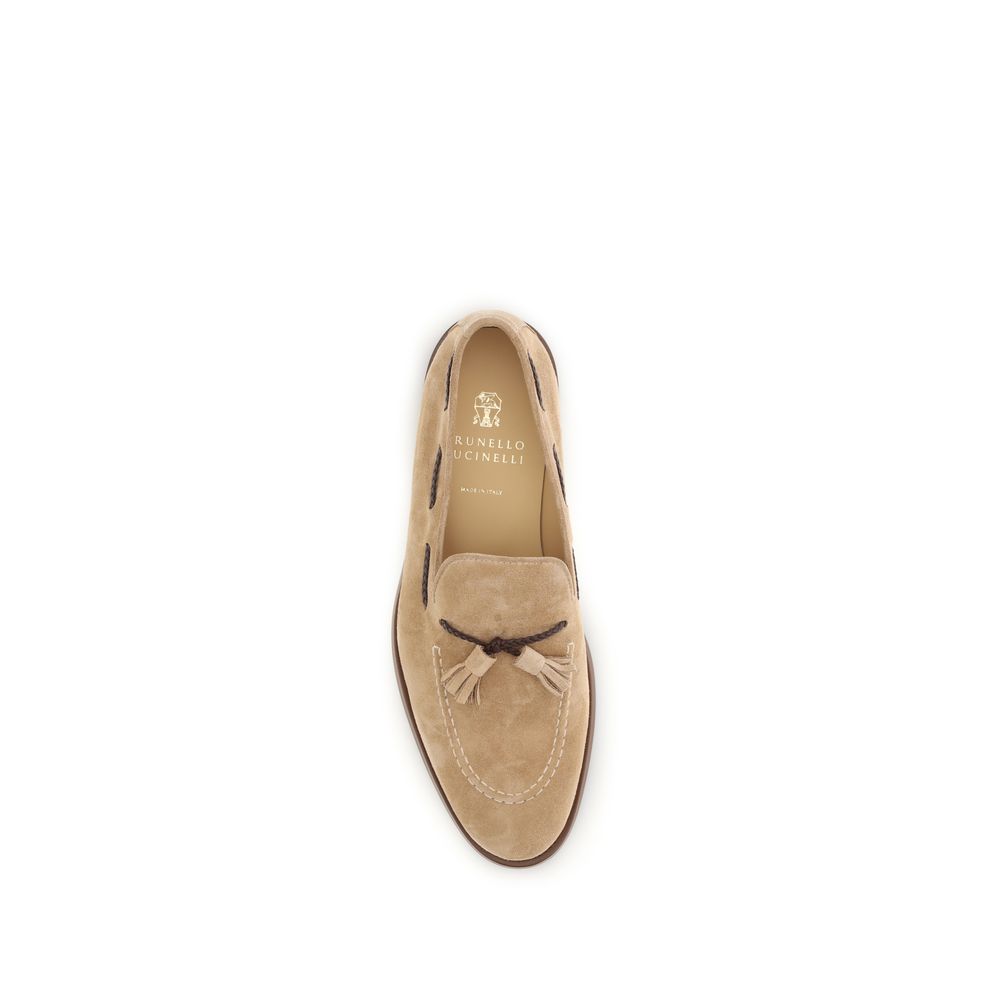 Brunello Cucinelli Brown Calf Leather Bos Taurus Slip-On Loafers | Regal Royce
