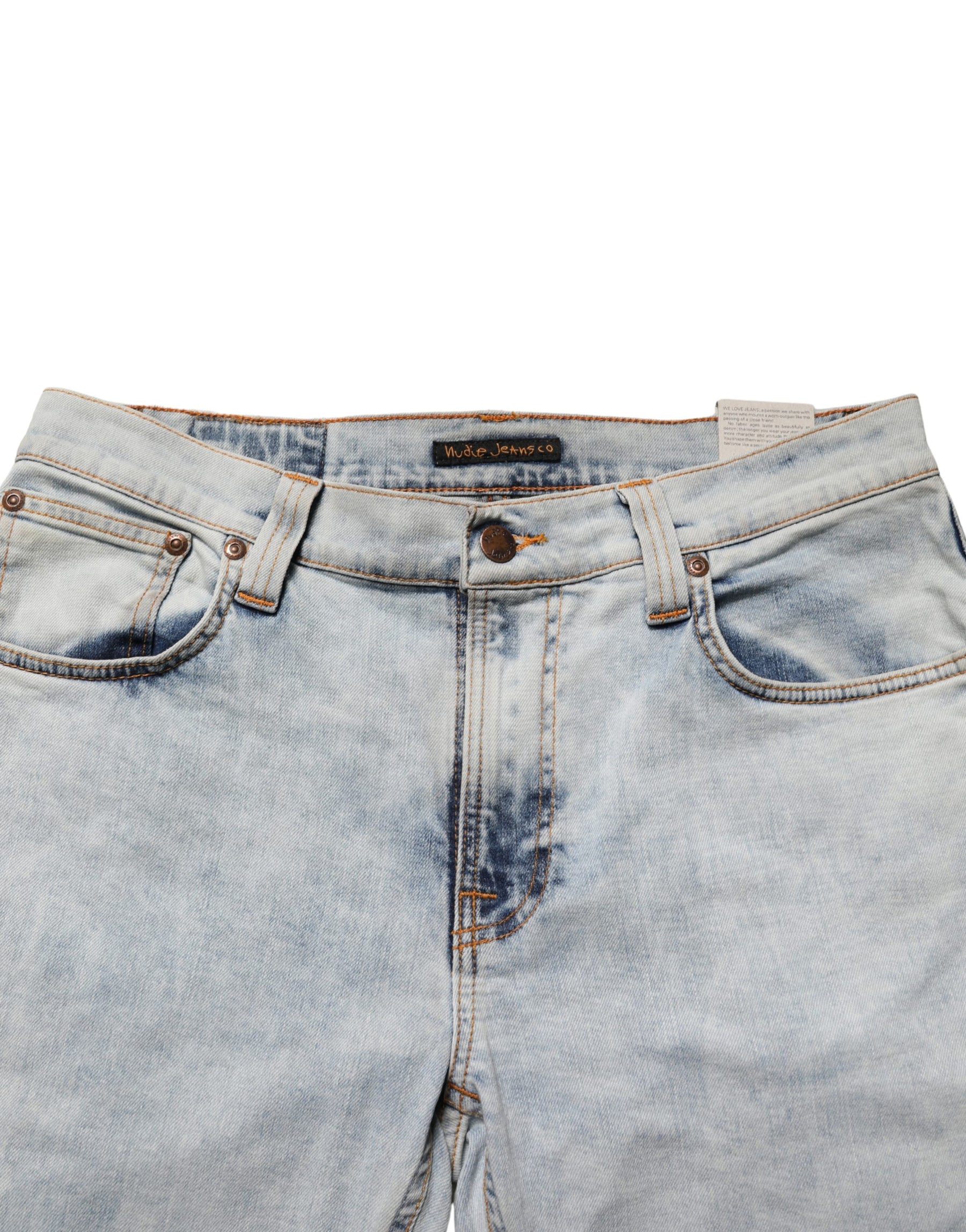 Nudie Jeans Light Blue Cotton Stretch Skinny Fit Men Denim Trouser JEANS | Regal Royce