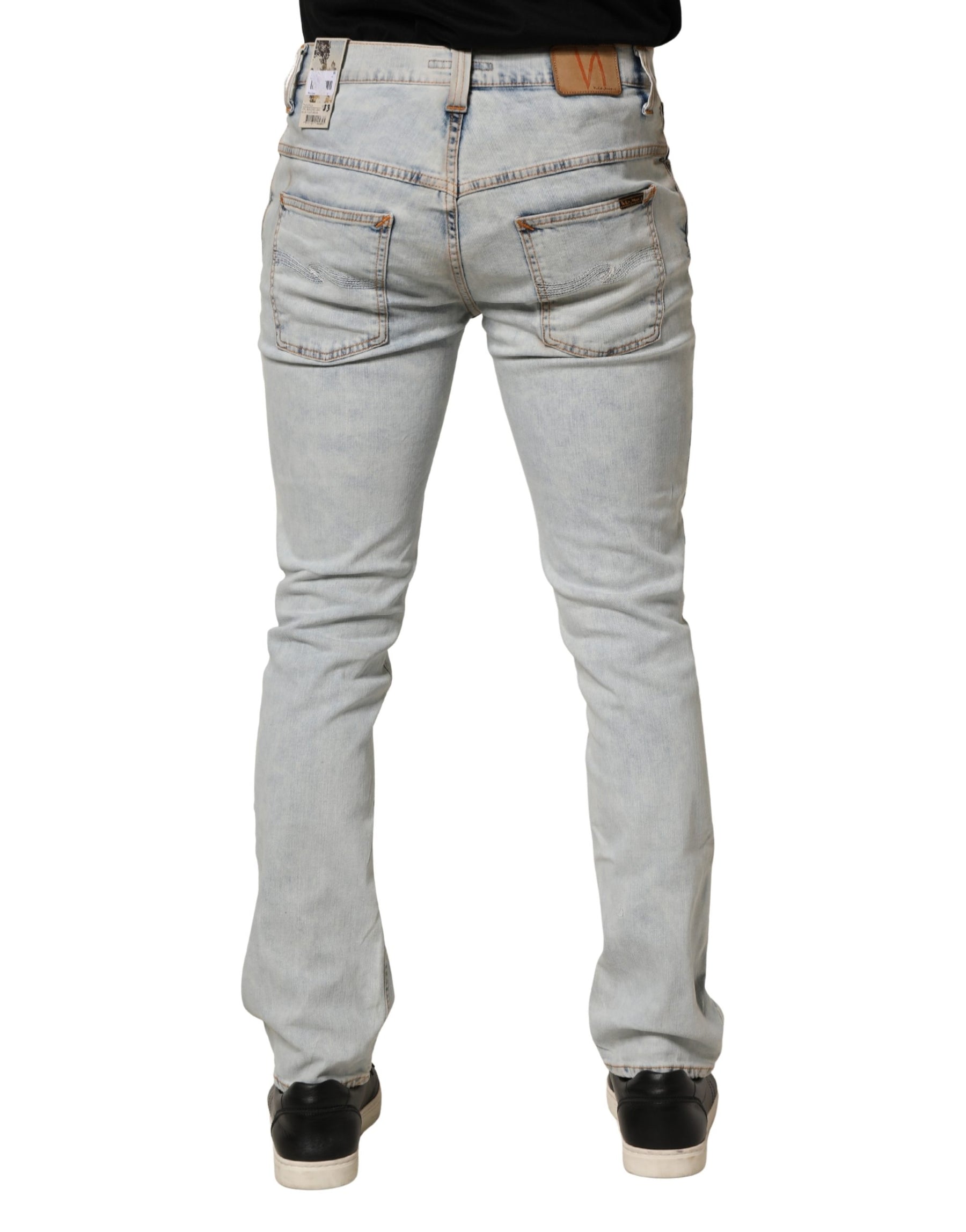 Nudie Jeans Light Blue Cotton Stretch Skinny Fit Men Denim Trouser JEANS | Regal Royce
