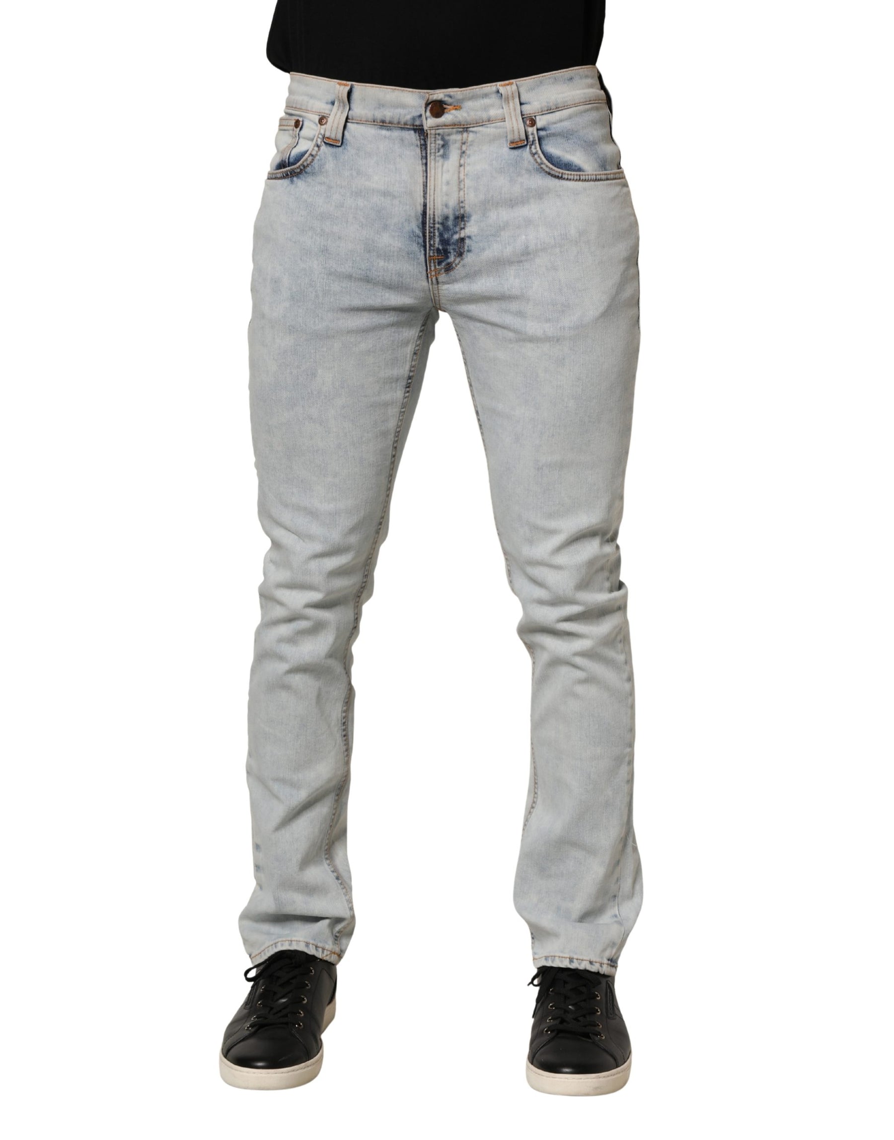 Nudie Jeans Light Blue Cotton Stretch Skinny Fit Men Denim Trouser JEANS | Regal Royce