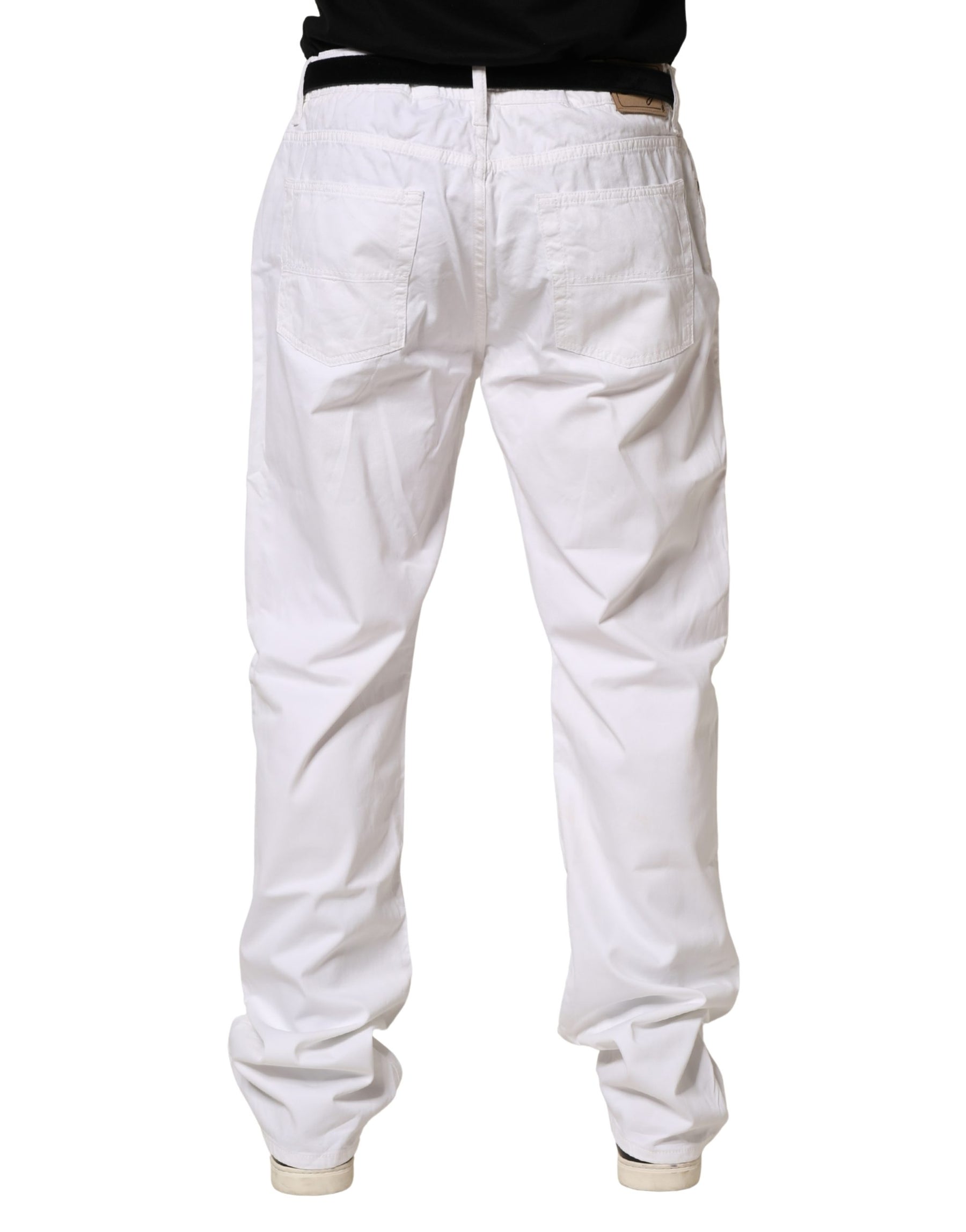 Fay White Cotton Stretch Straight Casual Men Denim Trouser Jeans | Regal Royce