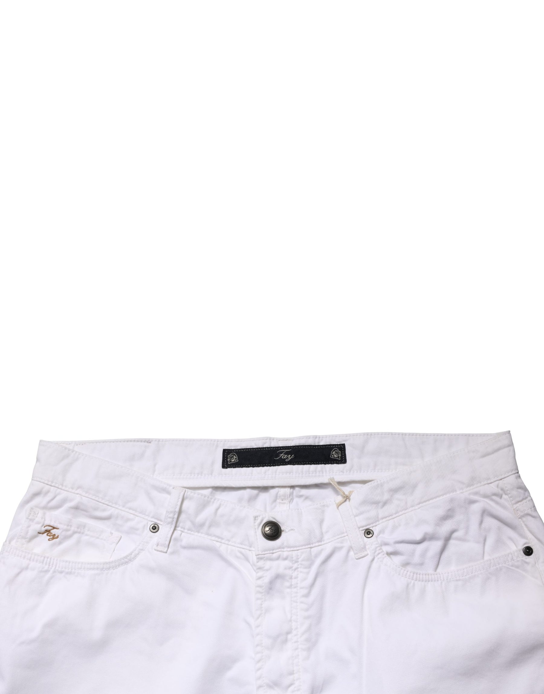 Fay White Cotton Stretch Straight Casual Men Denim Trouser Jeans | Regal Royce