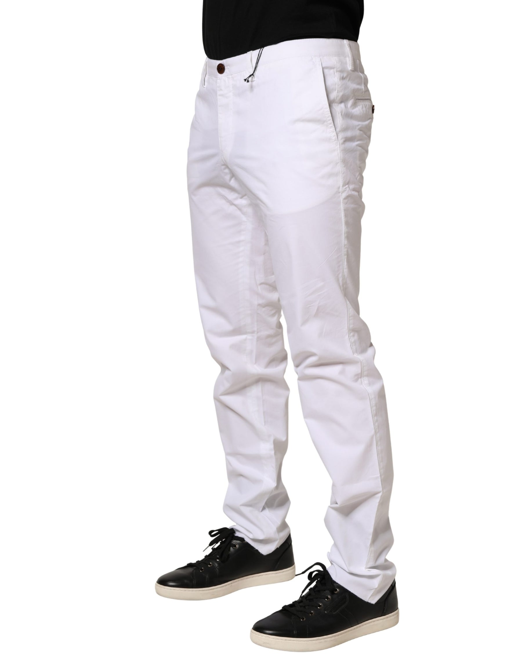 Hugo Boss White Mid Waist Skinny Chino Casual Trouser Pants | Regal Royce