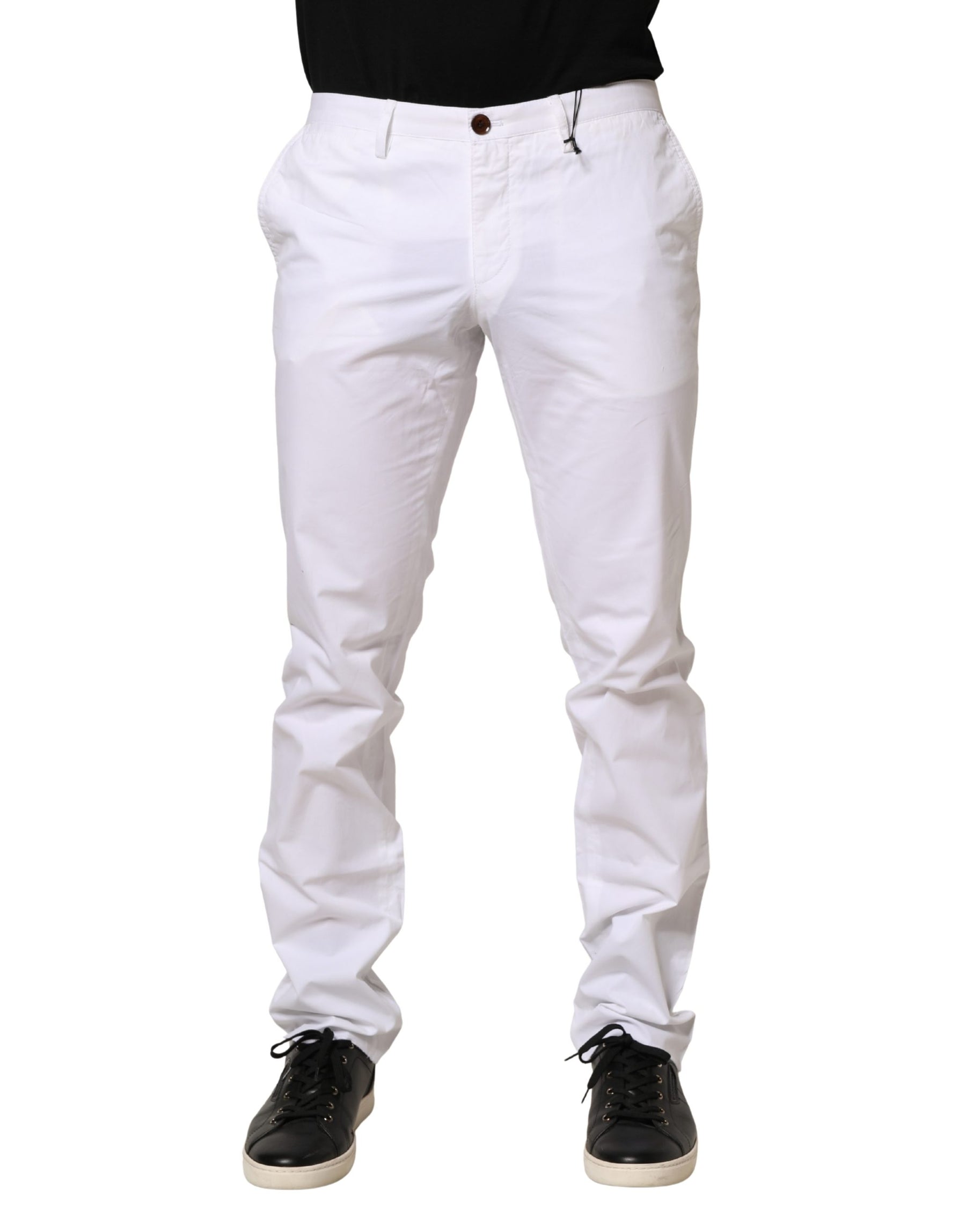 Hugo Boss White Mid Waist Skinny Chino Casual Trouser Pants | Regal Royce