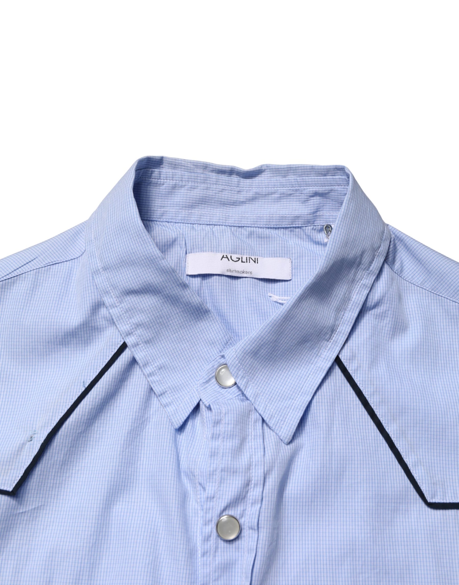AGLINI Light Blue Slim Fit Collared Long Sleeve Casual Shirt | Regal Royce