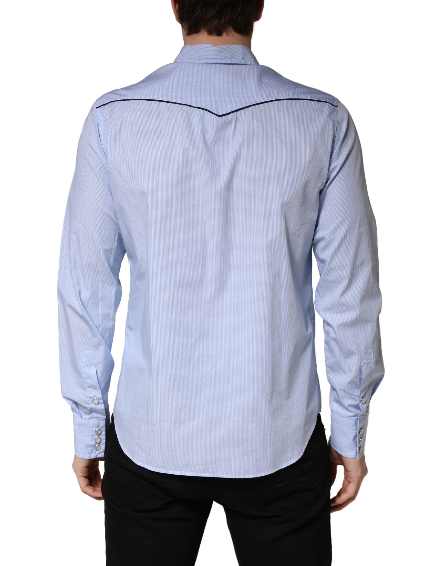 AGLINI Light Blue Slim Fit Collared Long Sleeve Casual Shirt | Regal Royce