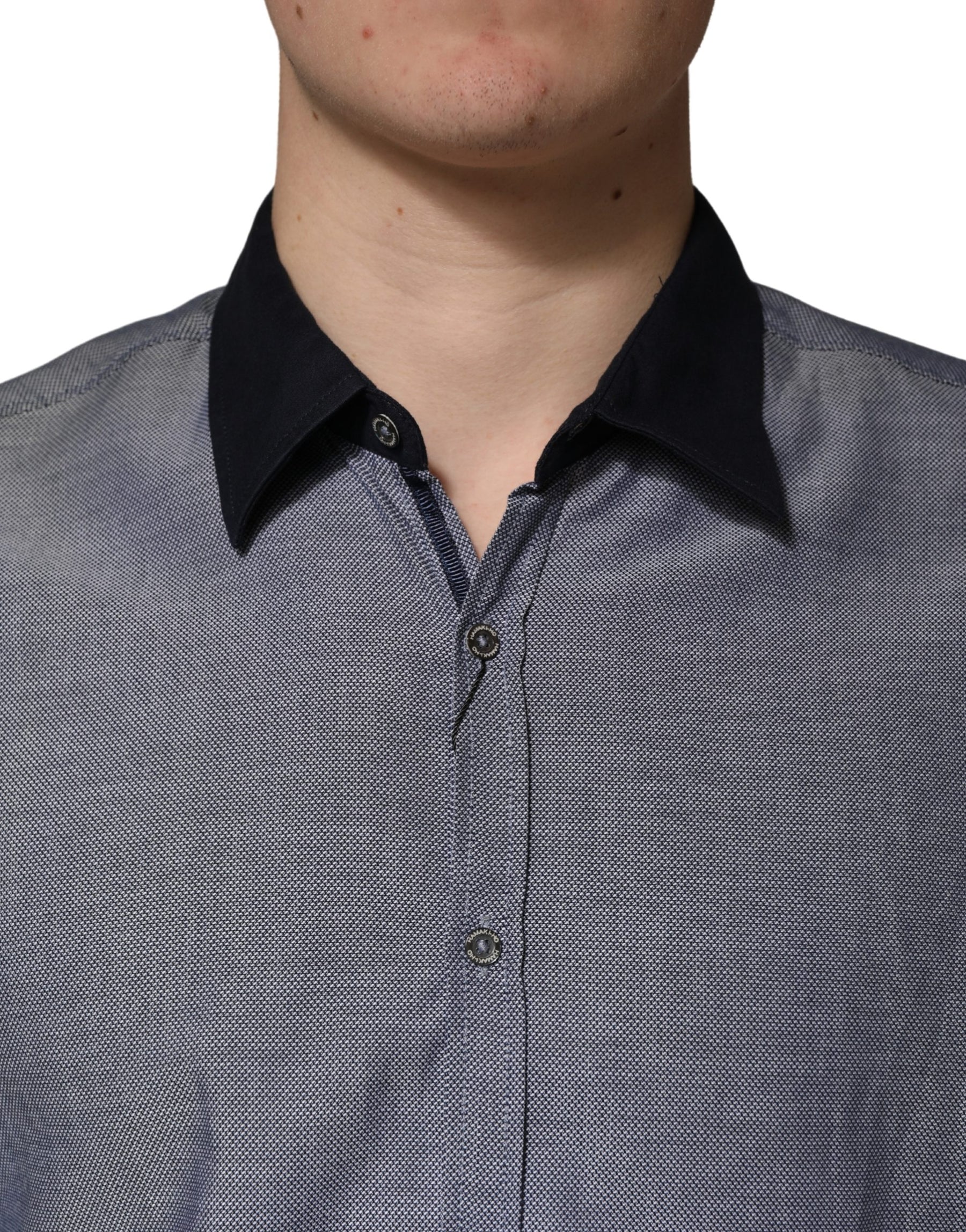 Hamaki-Ho Dark Blue Cotton Long Sleeves Collared Dress Formal Shirt | Regal Royce