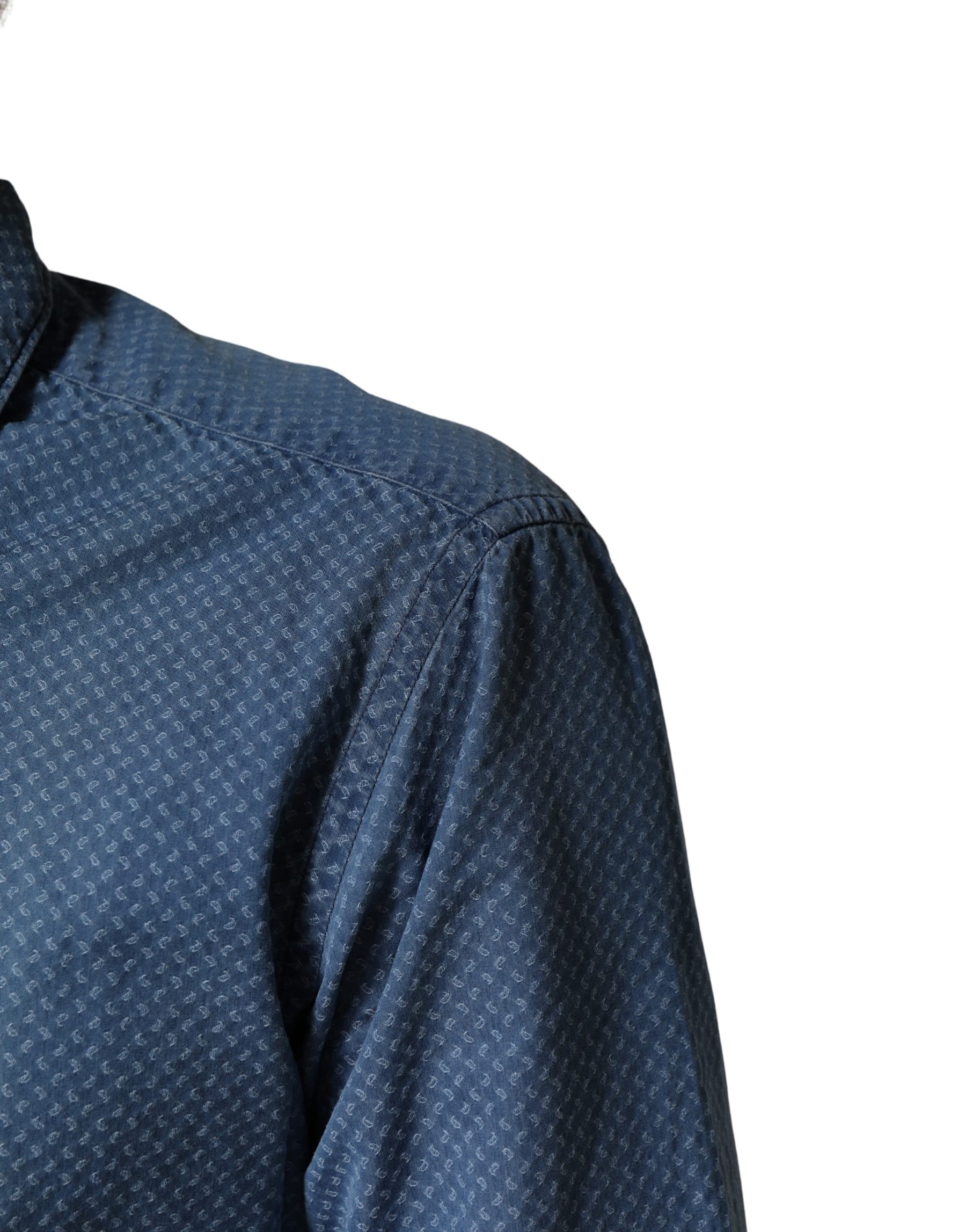 AGLINI Blue Cotton Slim Fit Collared LongSleeve Casual Shirt | Regal Royce