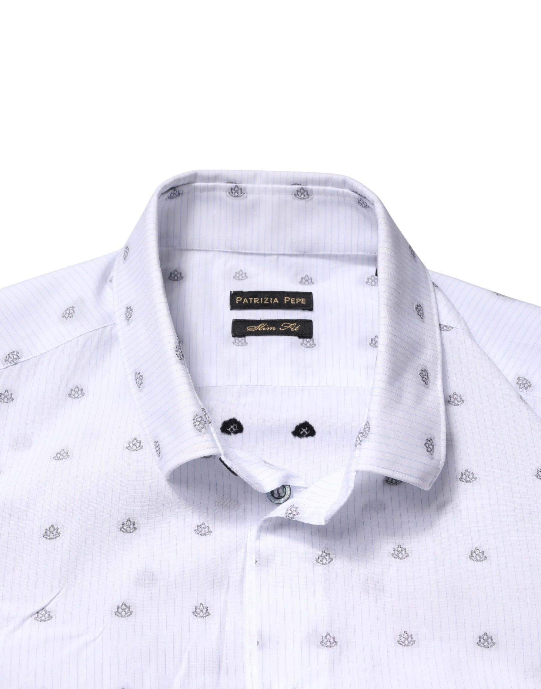 Patrizia Pepe White Cotton Slim Fit Collared Men Dress Shirt | Regal Royce