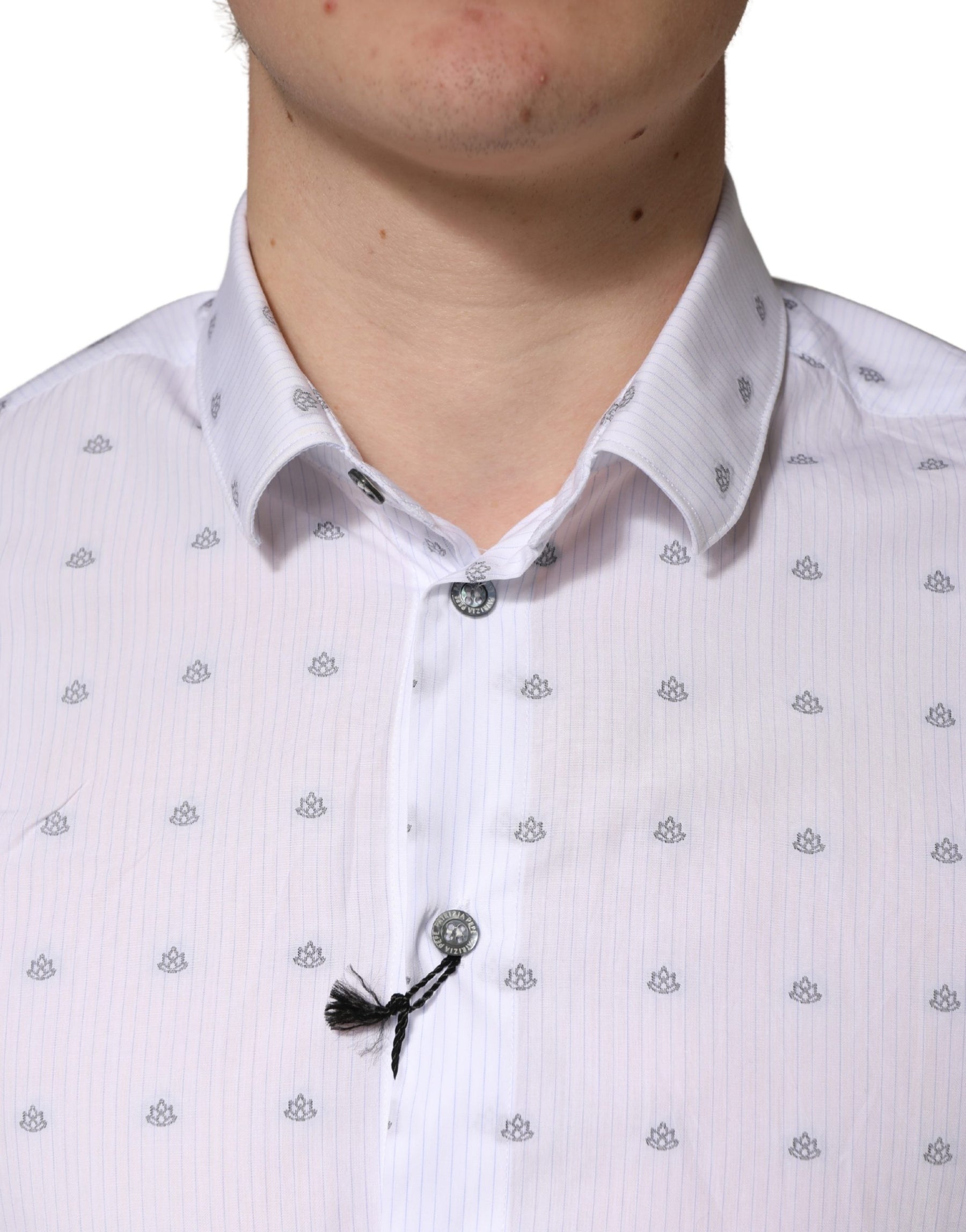 Patrizia Pepe White Cotton Slim Fit Collared Men Dress Shirt | Regal Royce