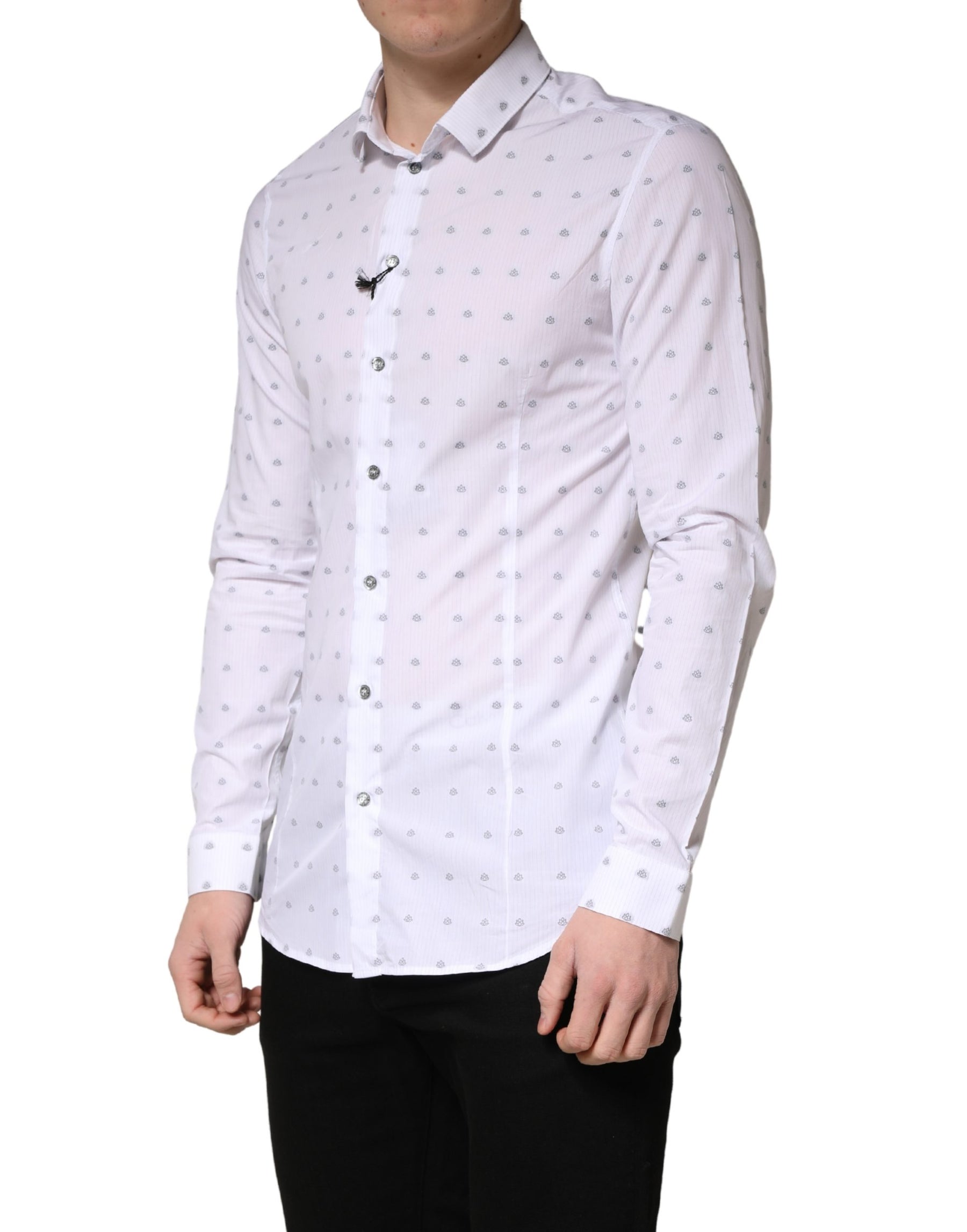 Patrizia Pepe White Cotton Slim Fit Collared Men Dress Shirt | Regal Royce