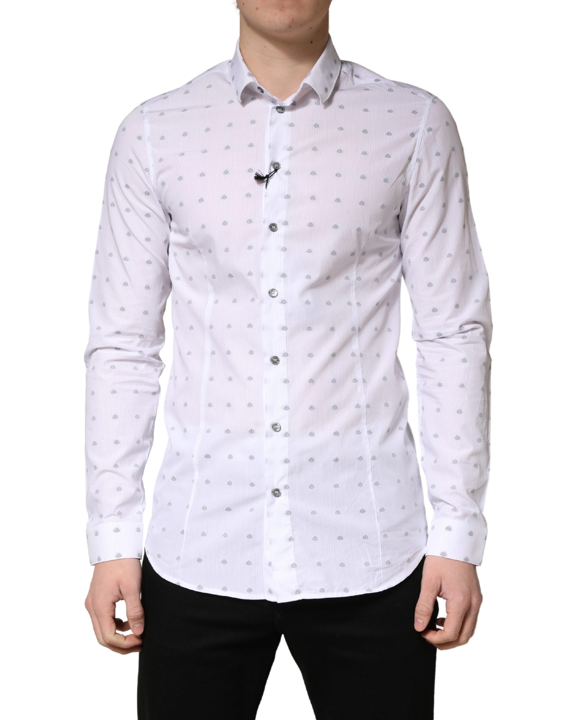 Patrizia Pepe White Cotton Slim Fit Collared Men Dress Shirt | Regal Royce