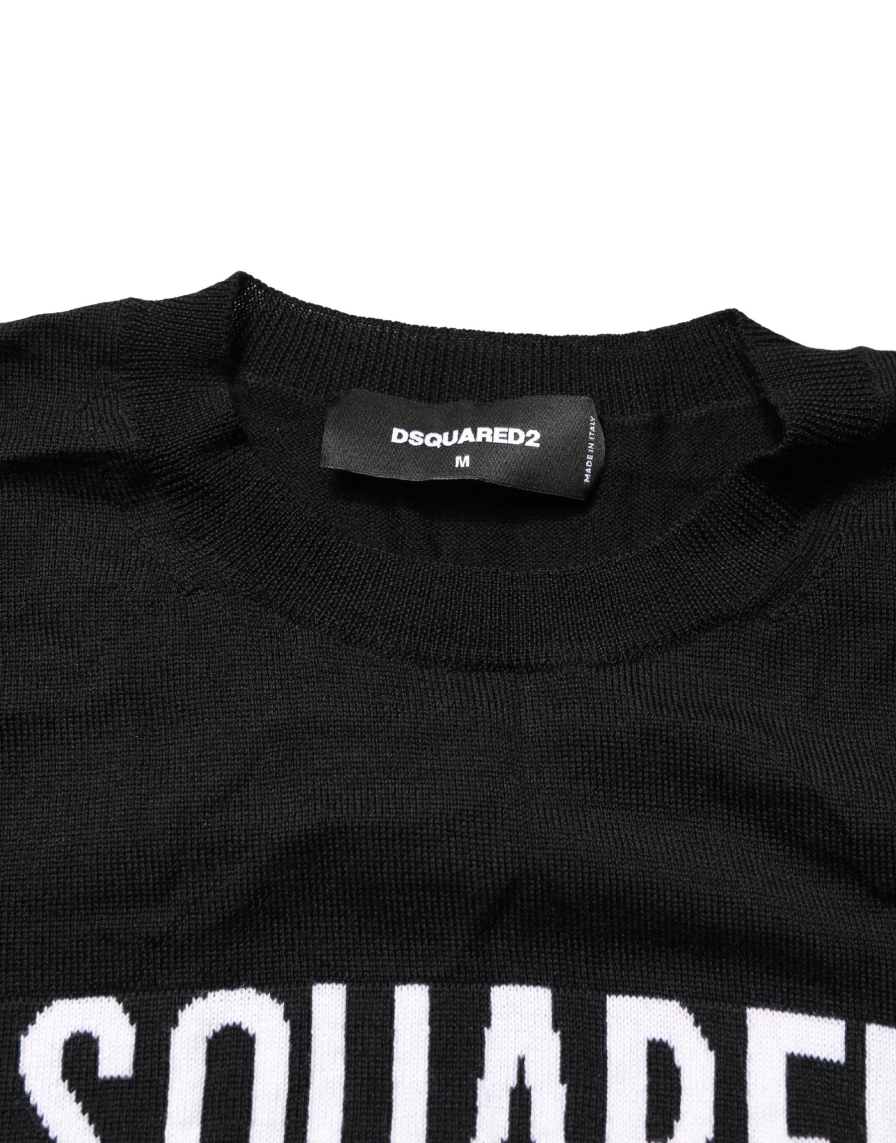 Dsquared² Black Logo Knitted Crew Neck Men Pullover Sweater | Regal Royce