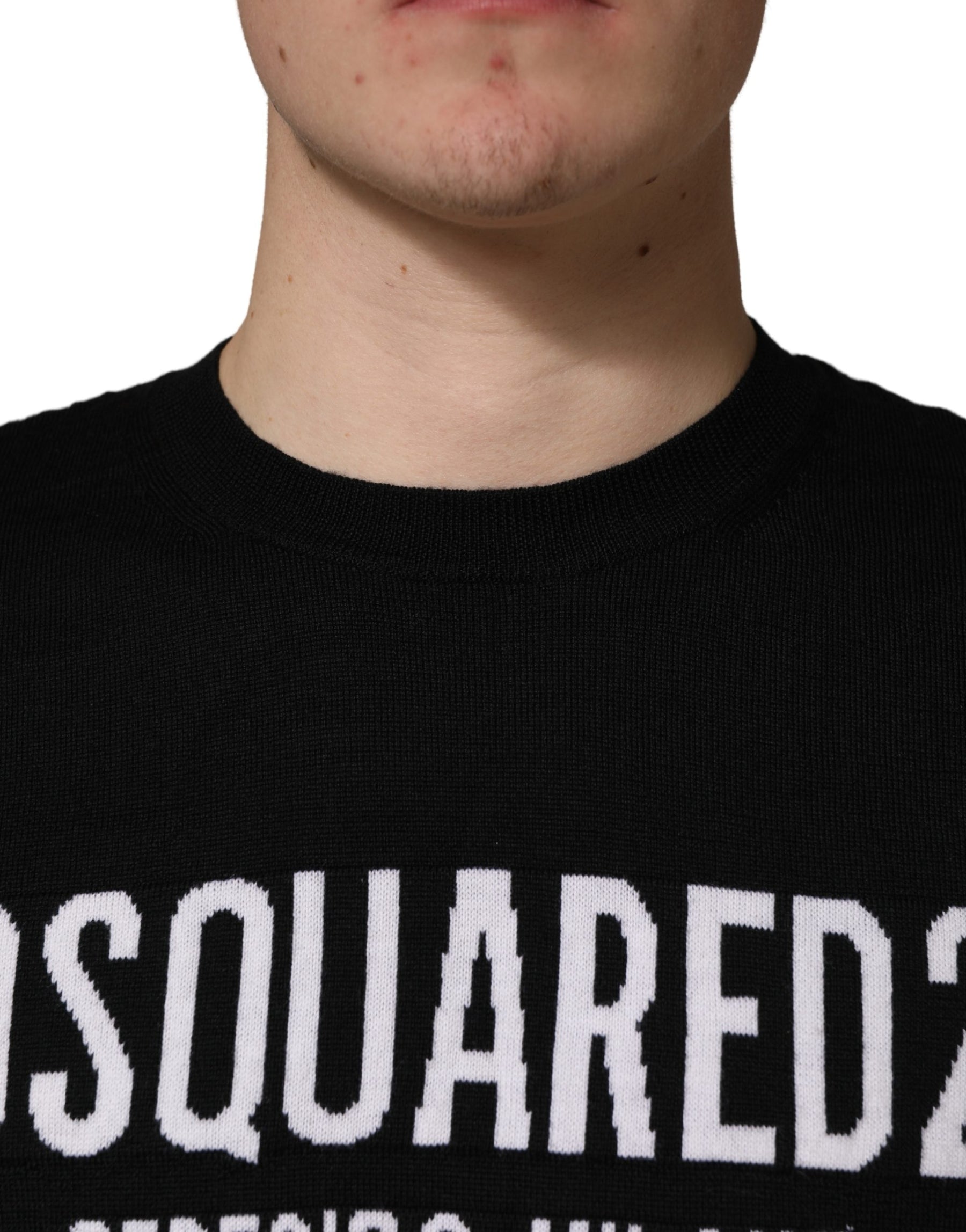 Dsquared² Black Logo Knitted Crew Neck Men Pullover Sweater | Regal Royce