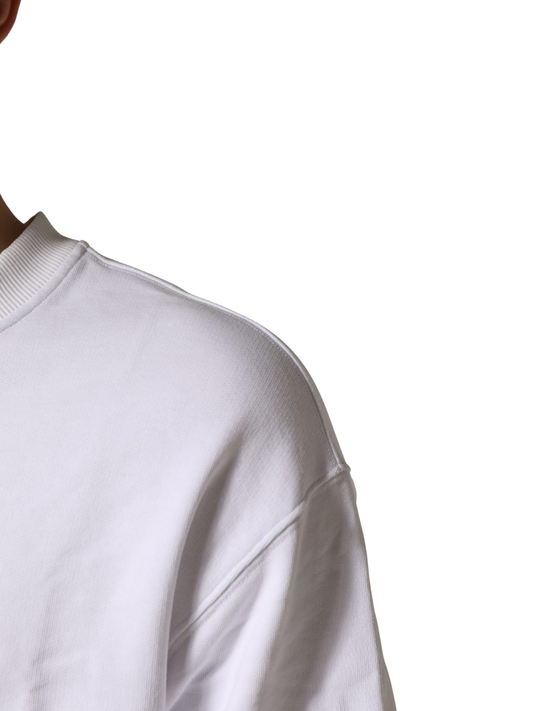 Dolce & Gabbana White Cotton Crew Neck Sweatshirt Sweater | Regal Royce
