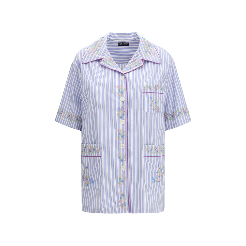 Dolce & Gabbana Blue Cotton Shortsleeve Shirt | Regal Royce