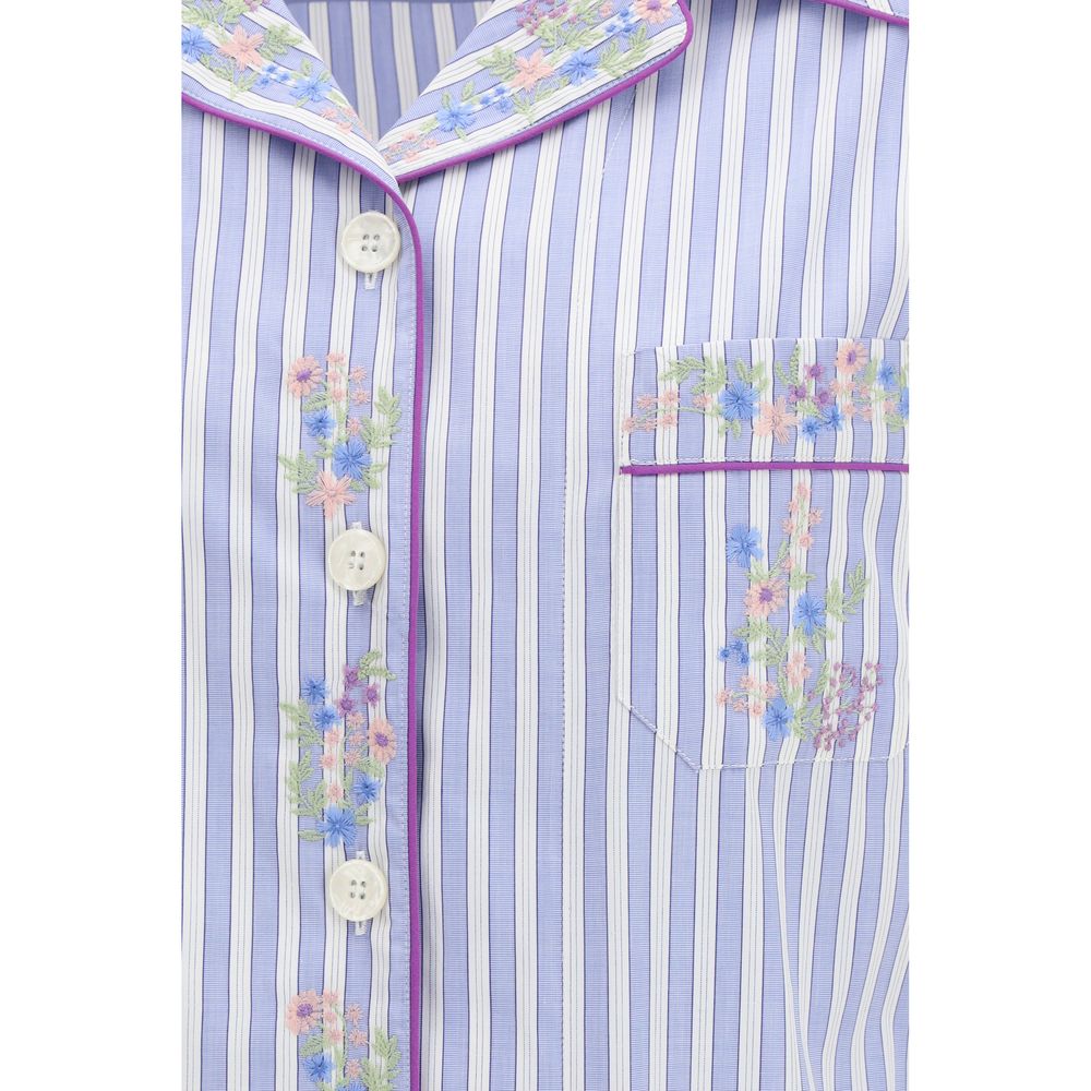 Dolce & Gabbana Blue Cotton Shortsleeve Shirt | Regal Royce