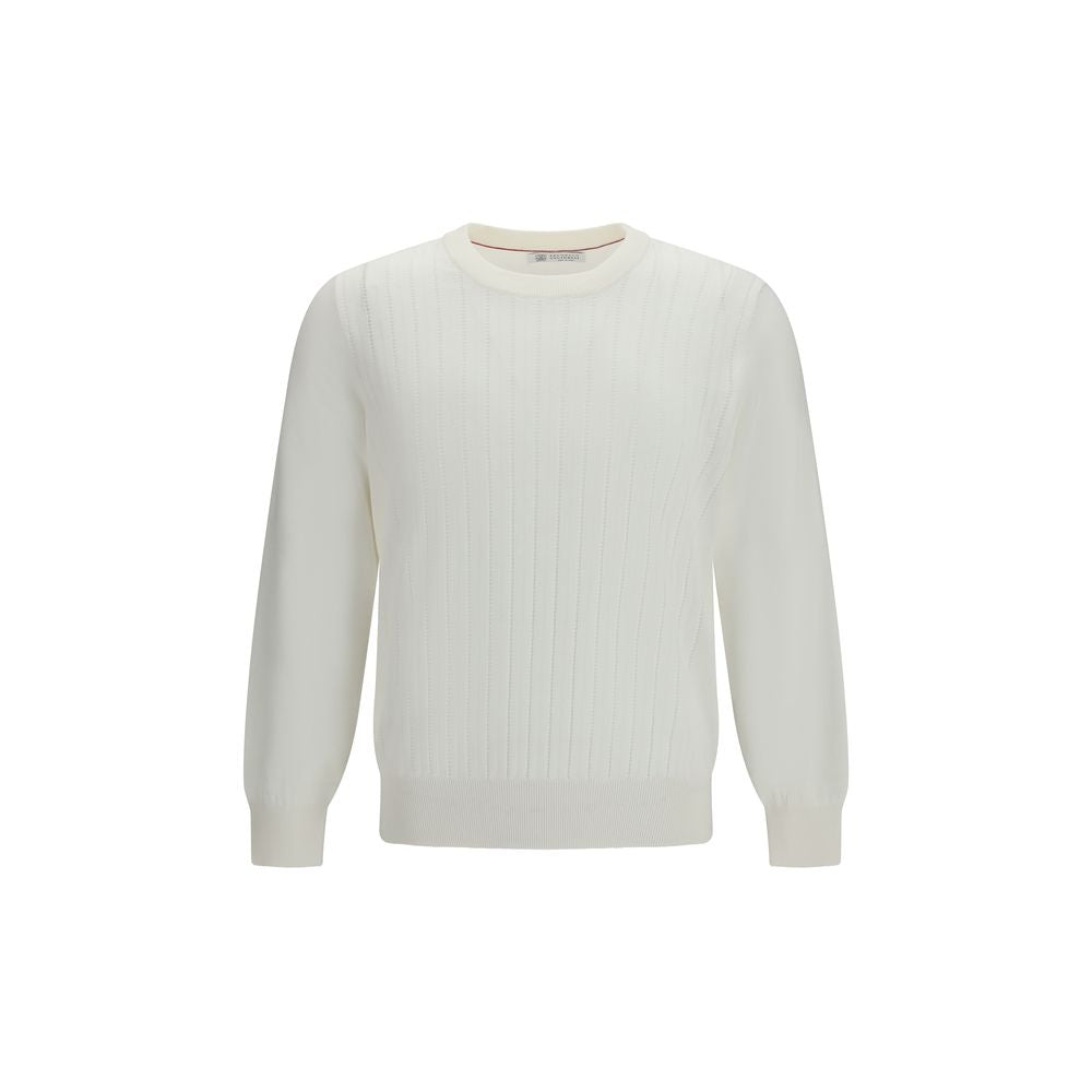 Brunello Cucinelli White Cotton Sweatshirt | Regal Royce