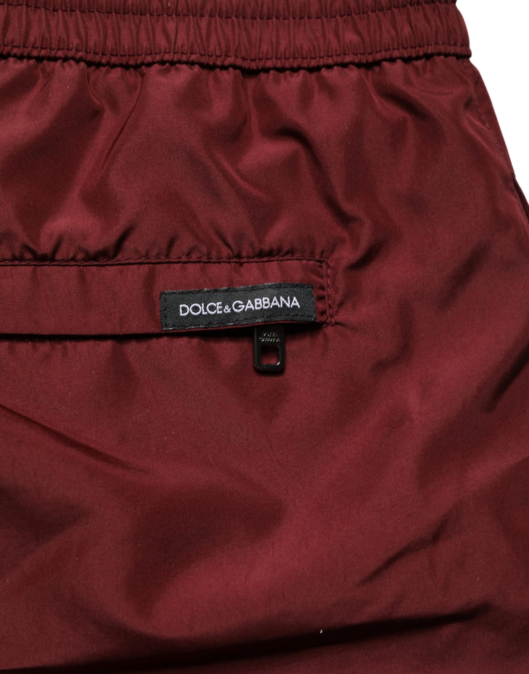 Dolce & Gabbana Maroon Polyester Drawstring Shorts Swimwear | Regal Royce