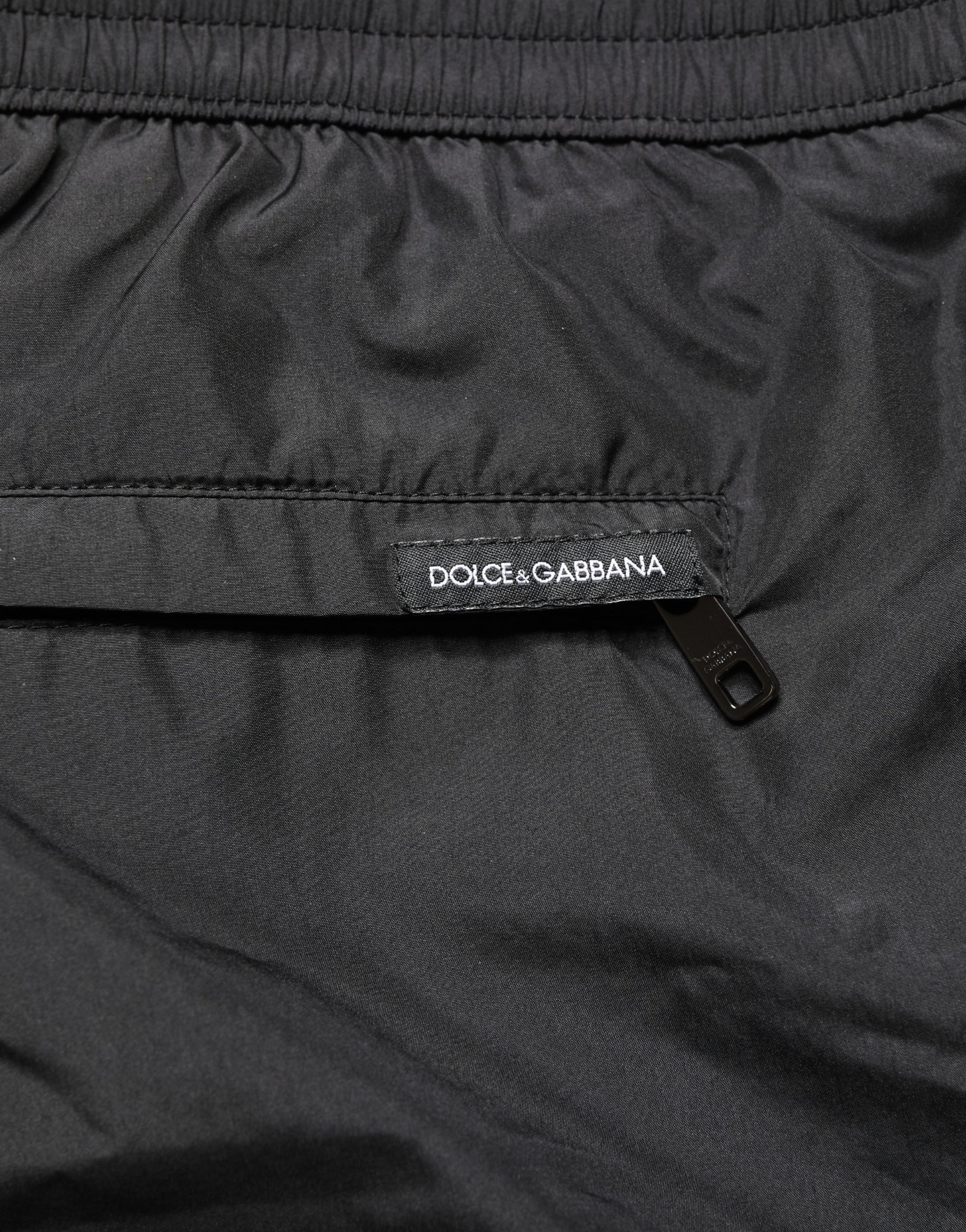 Dolce & Gabbana Black Polyester Drawstring Men Shorts Swimwear | Regal Royce