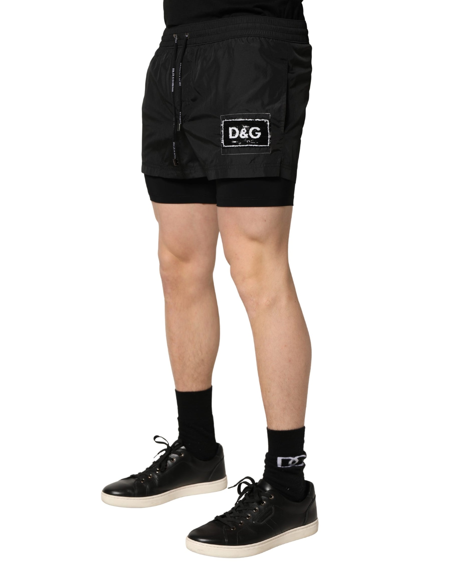 Dolce & Gabbana Black Polyester Drawstring Men Shorts Swimwear | Regal Royce