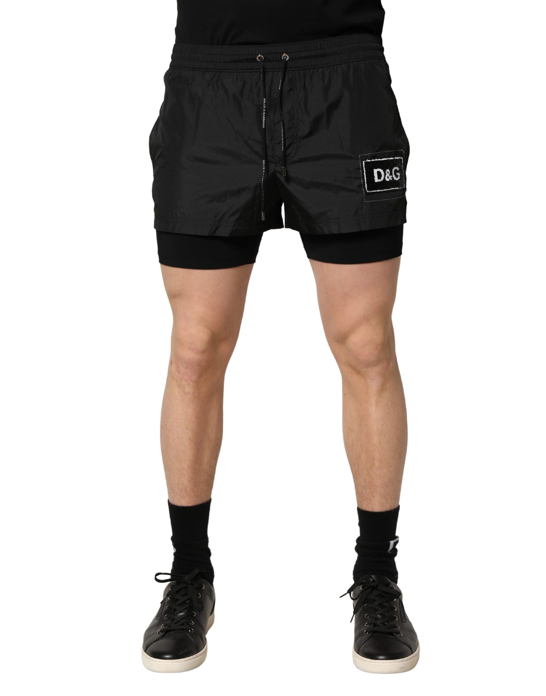 Dolce & Gabbana Black Polyester Drawstring Men Shorts Swimwear | Regal Royce