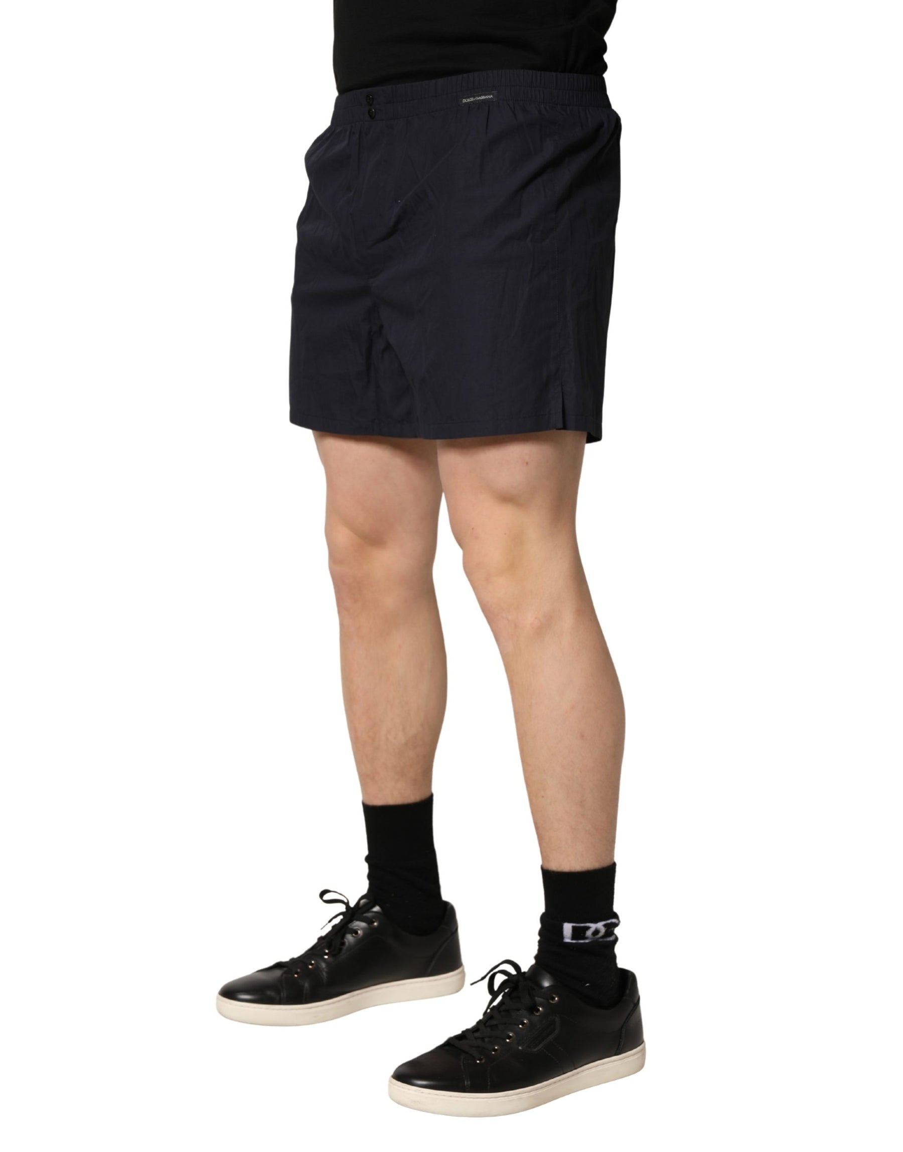Dolce & Gabbana Black Cotton Elastic Waist Swim Shorts Swimwear | Regal Royce