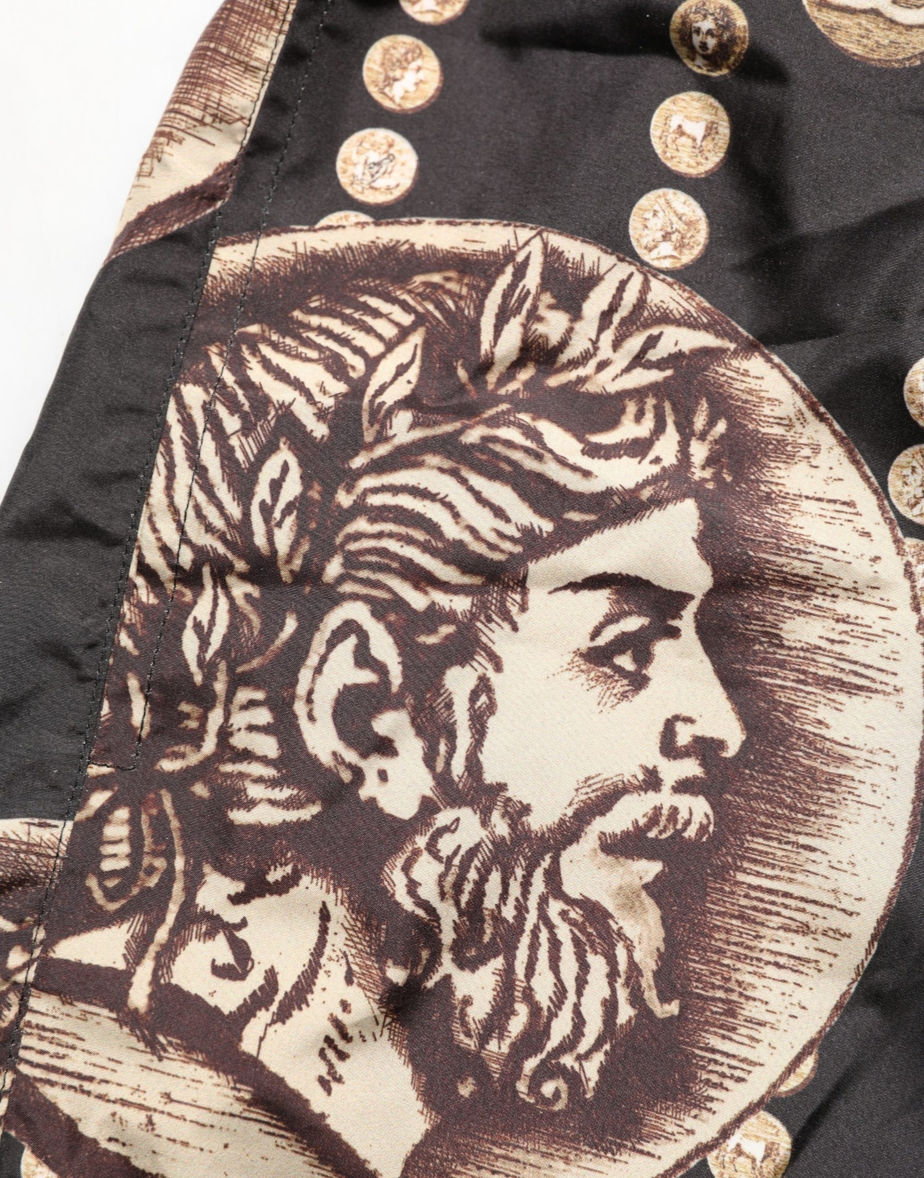 Dolce & Gabbana Black Roman Coin Print Swim Shorts Swimwear | Regal Royce