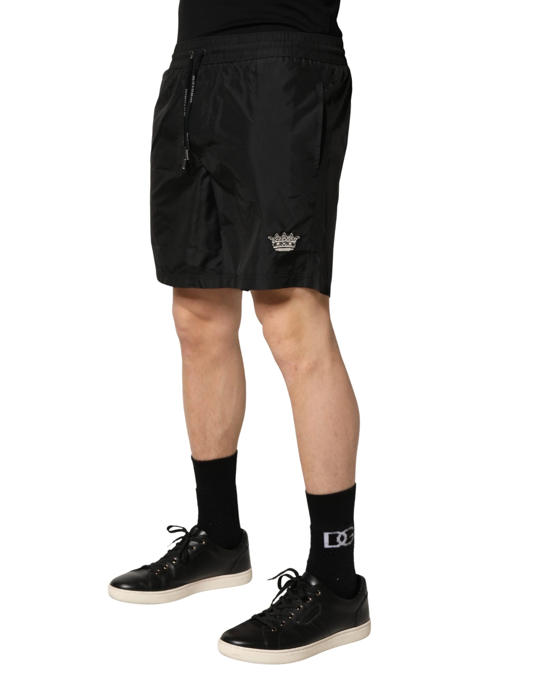 Dolce & Gabbana Black Polyester Drawstring Men Shorts Swimwear | Regal Royce