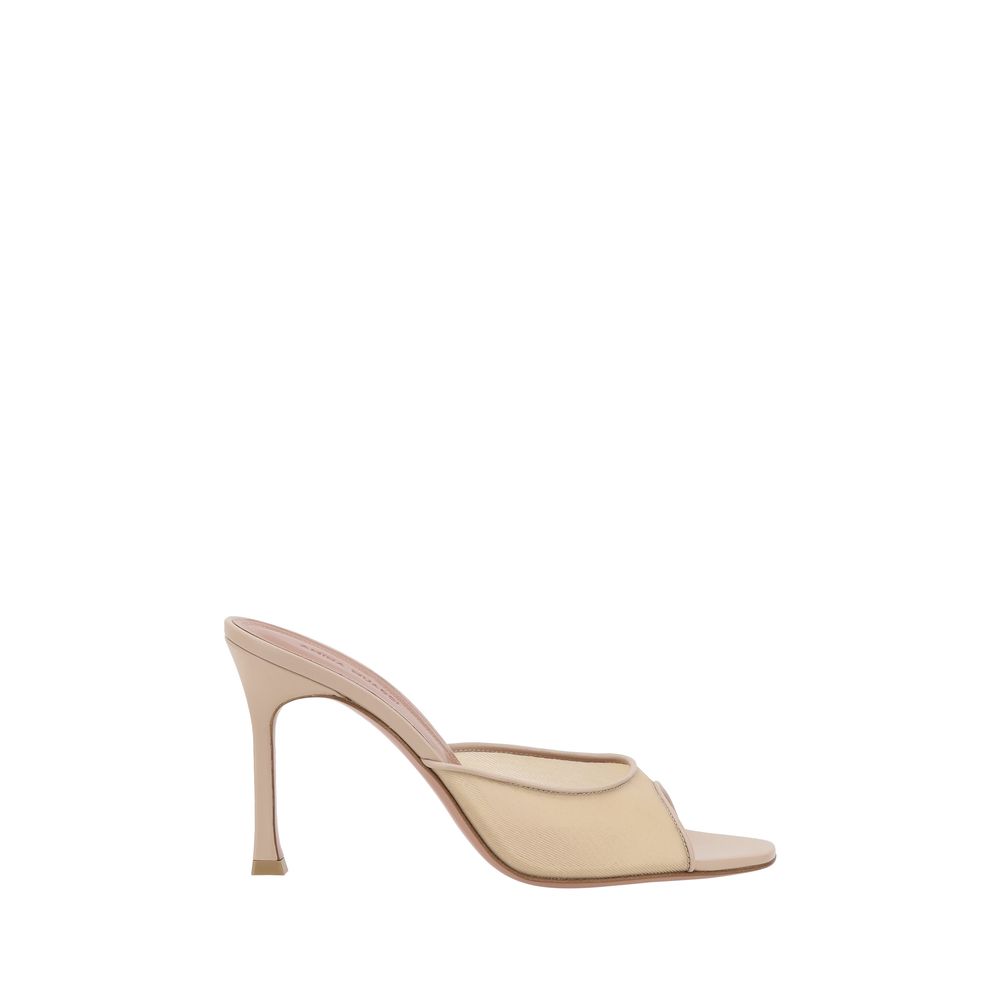 Amina Muaddi Beige Fabric Slippers | Regal Royce