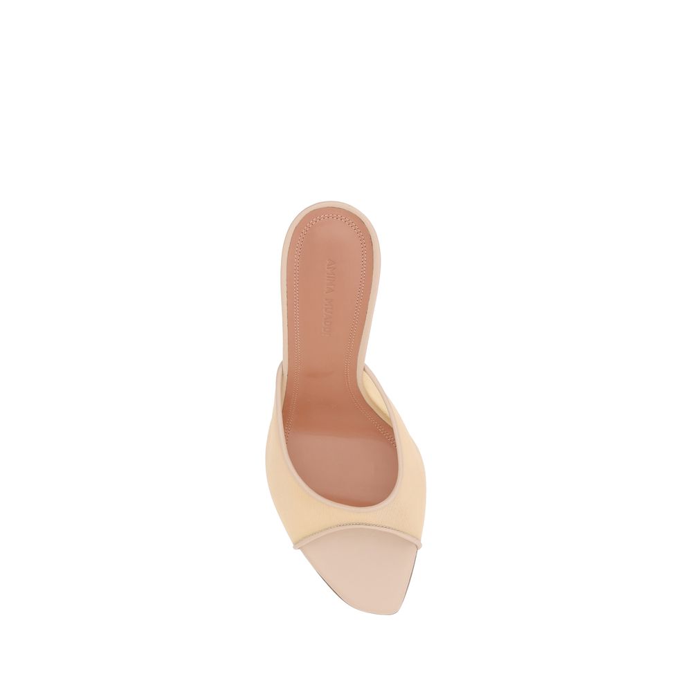 Amina Muaddi Beige Fabric Slippers | Regal Royce