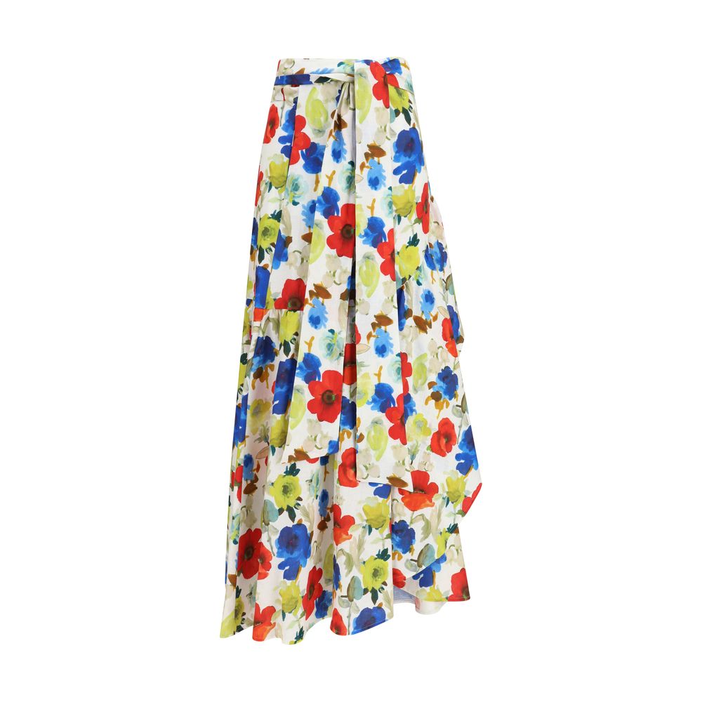 Sara Roka Multicolor Linen Long Skirt | Regal Royce