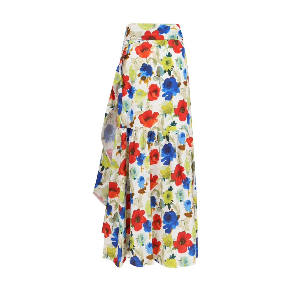 Sara Roka Multicolor Linen Long Skirt | Regal Royce
