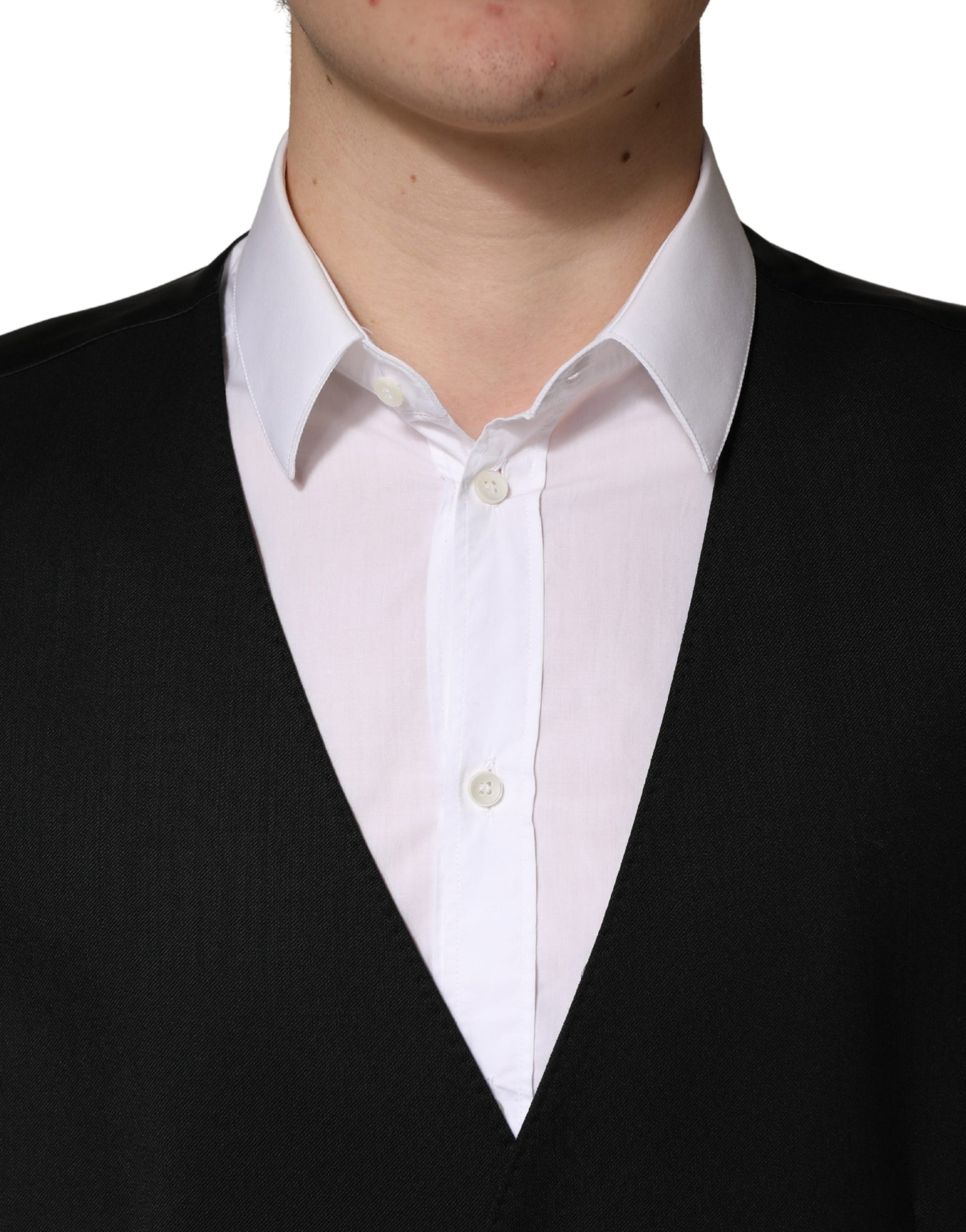 Dolce & Gabbana Black Wool Single Breasted Men Waistcoat Vest | Regal Royce