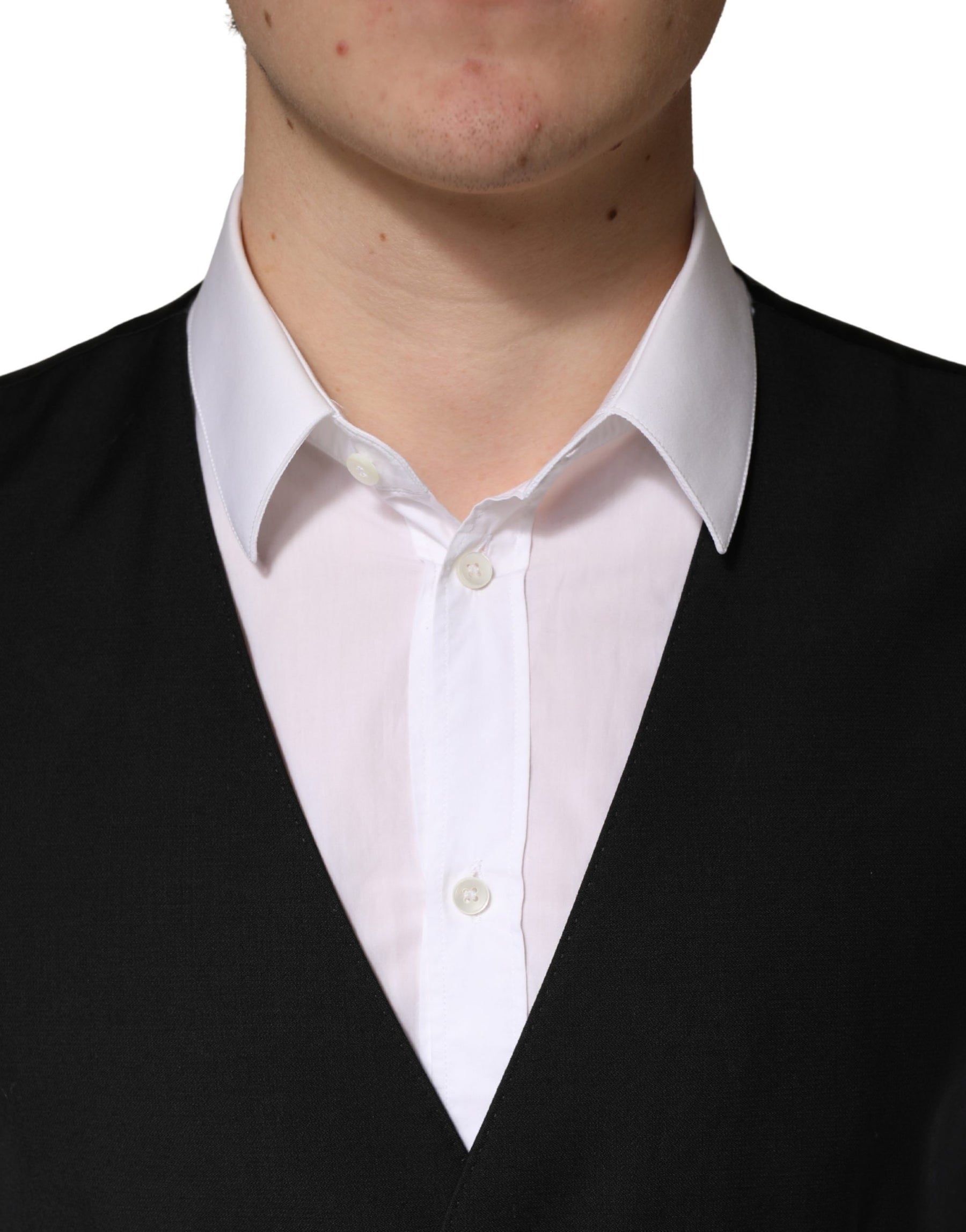 Dolce & Gabbana Black Wool Single Breasted Men Waistcoat Vest | Regal Royce