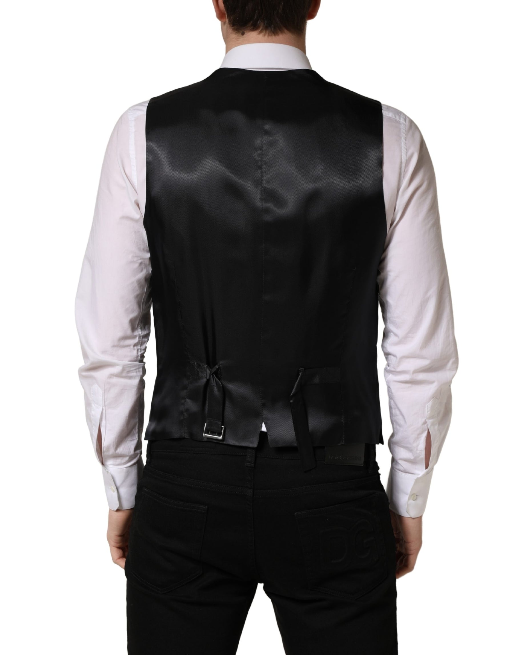 Dolce & Gabbana Black Wool Single Breasted Waistcoat Vest | Regal Royce