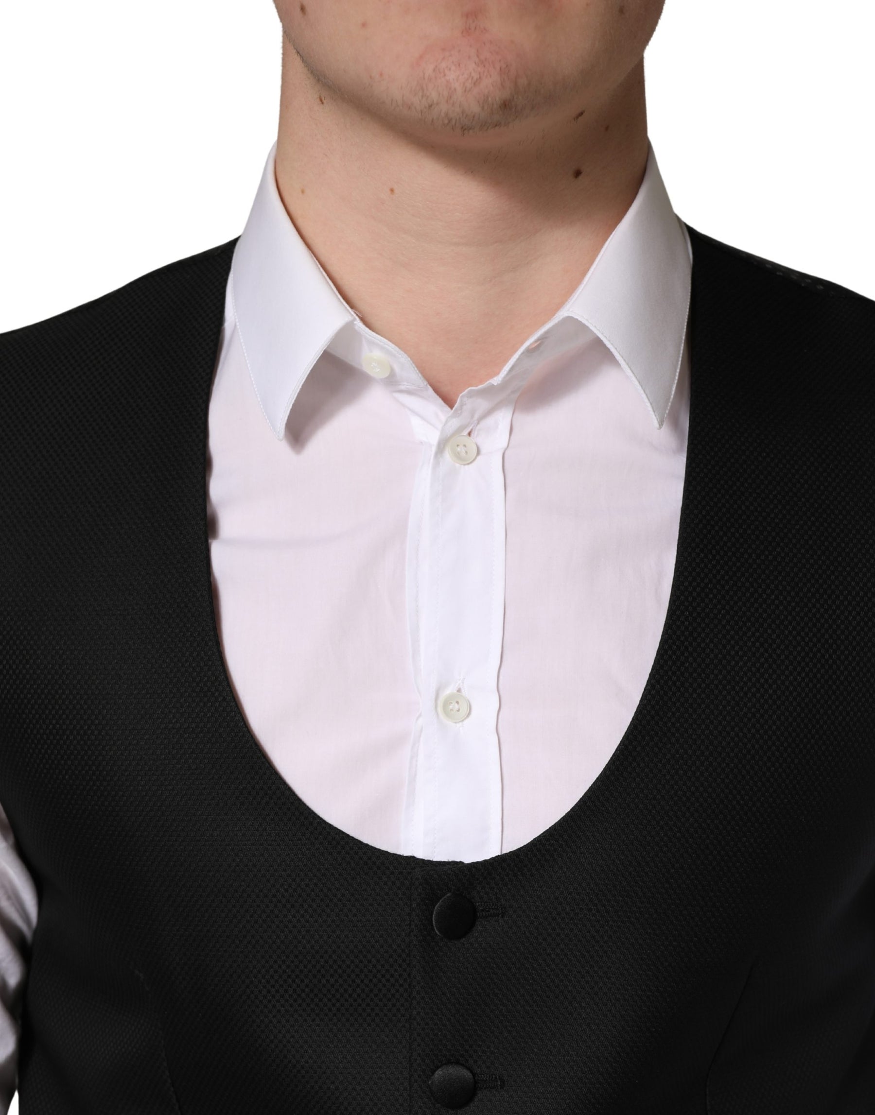 Dolce & Gabbana Black Wool Single Breasted Waistcoat Vest | Regal Royce